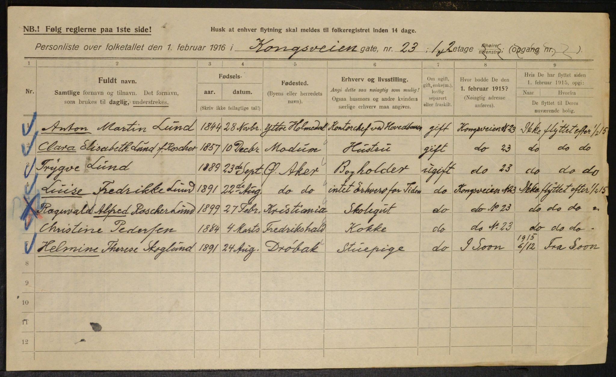 OBA, Municipal Census 1916 for Kristiania, 1916, p. 54114