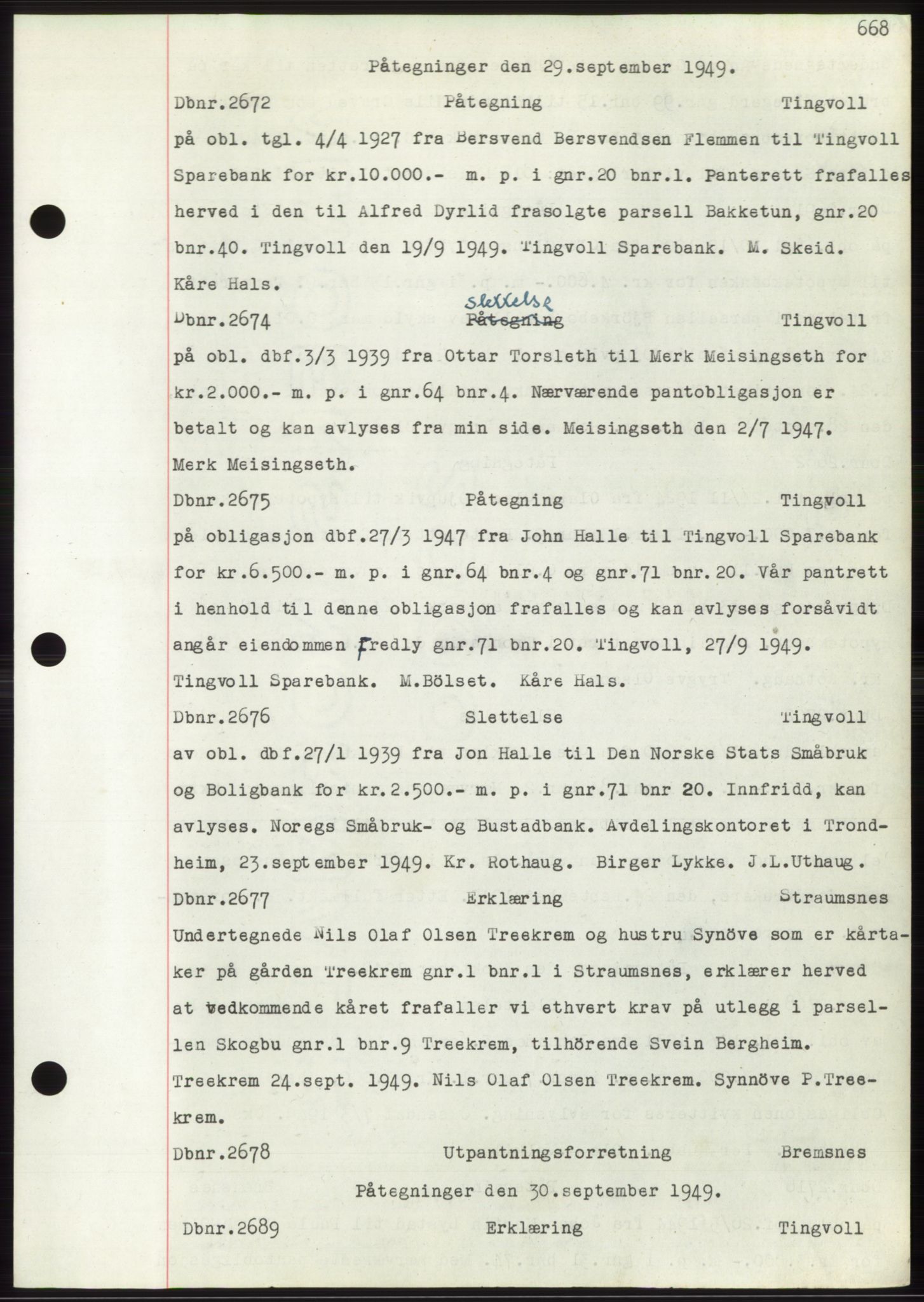 Nordmøre sorenskriveri, SAT/A-4132/1/2/2Ca: Mortgage book no. C82b, 1946-1951, Diary no: : 2672/1949