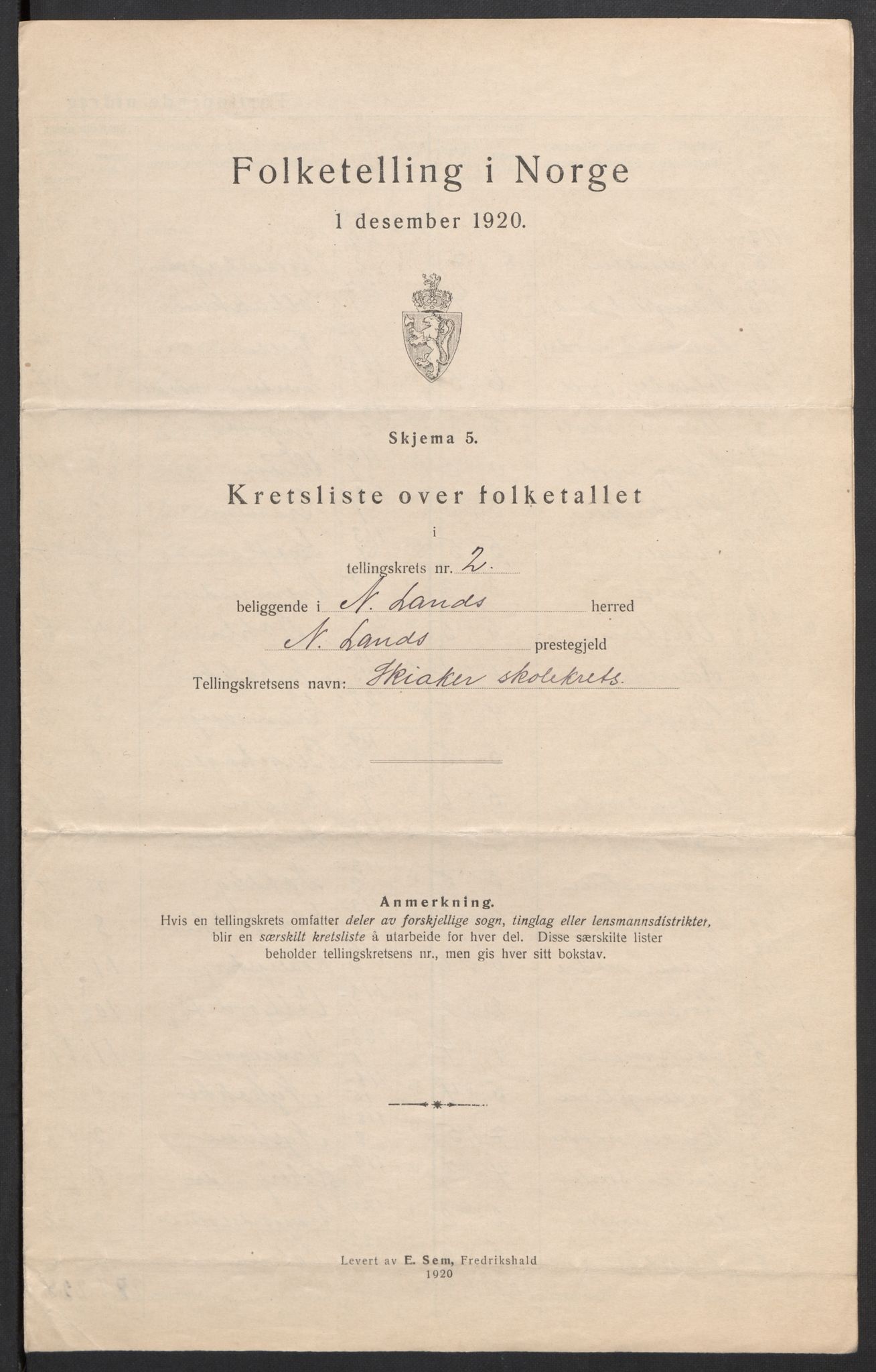 SAH, 1920 census for Nordre Land, 1920, p. 17