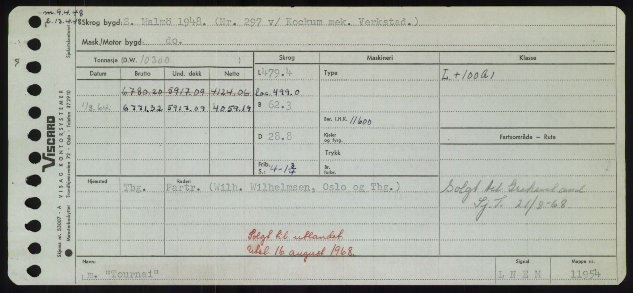 Sjøfartsdirektoratet med forløpere, Skipsmålingen, RA/S-1627/H/Hd/L0039: Fartøy, Ti-Tø, p. 451