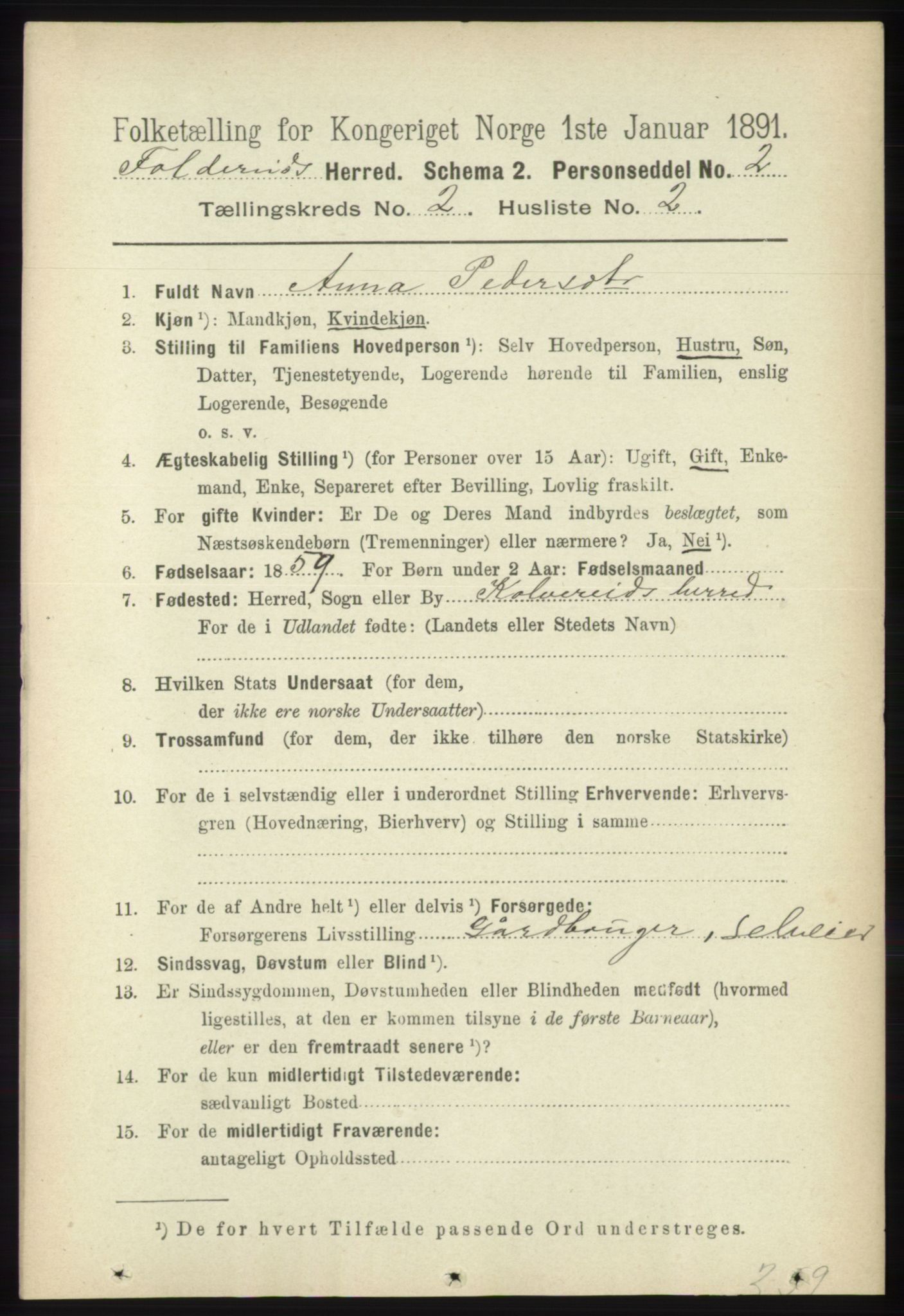 RA, 1891 census for 1753 Foldereid, 1891, p. 862