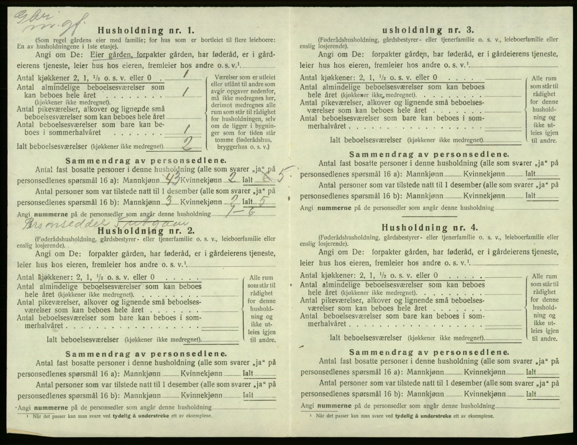 SAB, 1920 census for Tysnes, 1920, p. 1545