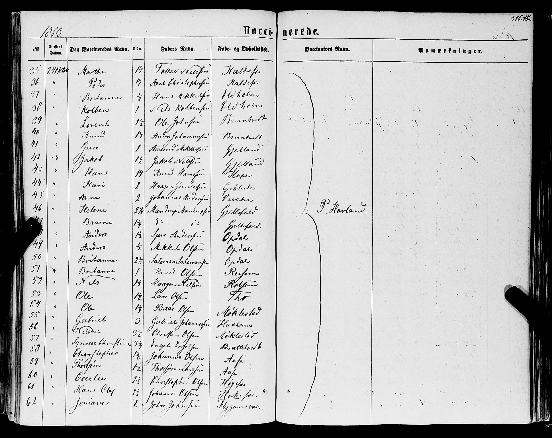 Tysnes sokneprestembete, AV/SAB-A-78601/H/Haa: Parish register (official) no. A 11, 1860-1871, p. 396
