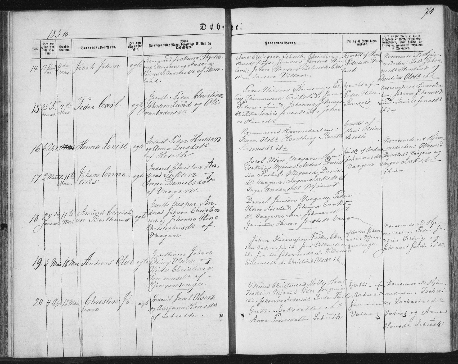 Ministerialprotokoller, klokkerbøker og fødselsregistre - Nordland, AV/SAT-A-1459/852/L0738: Parish register (official) no. 852A08, 1849-1865, p. 74