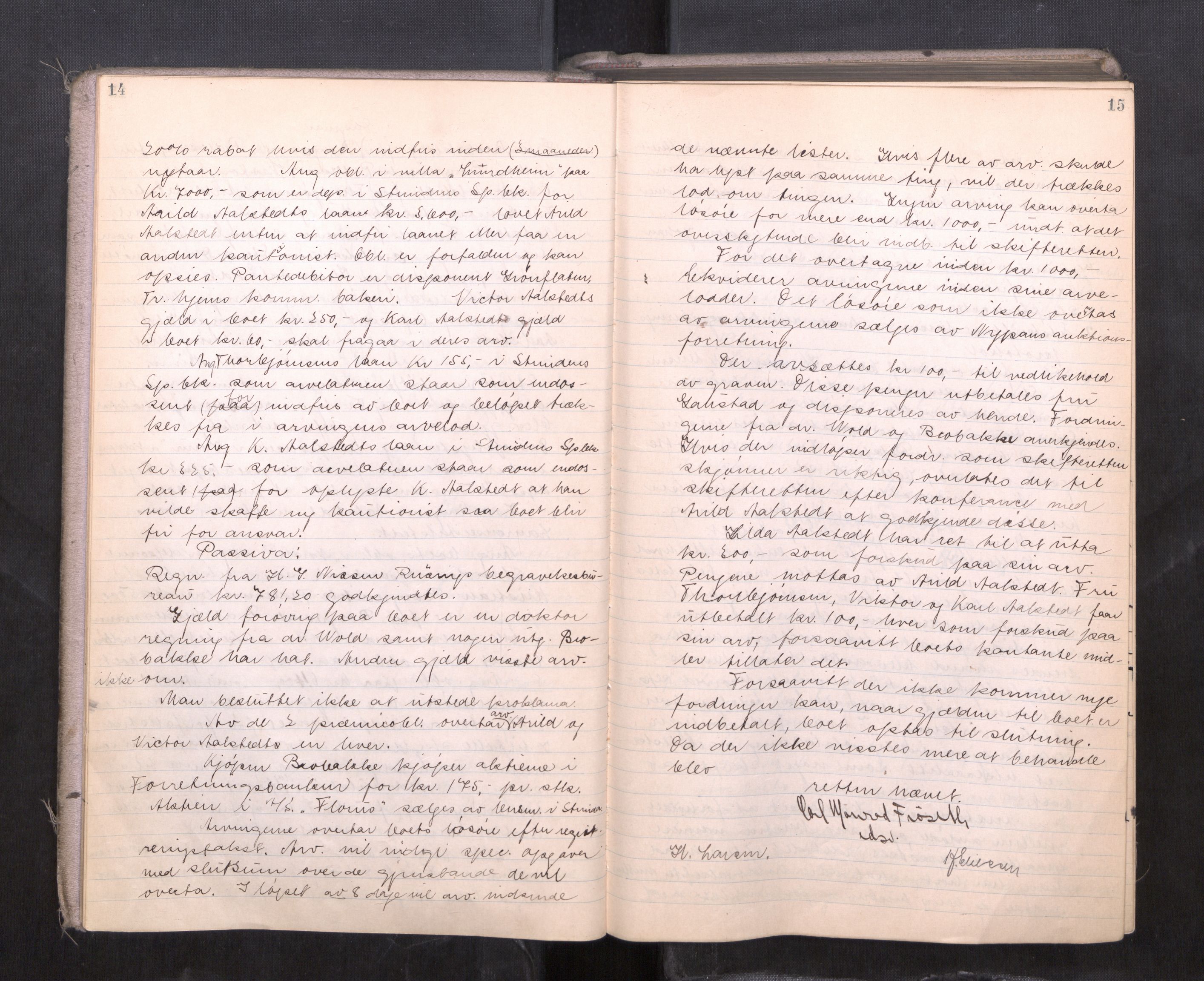 Strinda og Selbu sorenskriveri, AV/SAT-A-0015/3/3B/L0015: Skifteforhandlingsprot. 15, 1924-1927, p. 14-15