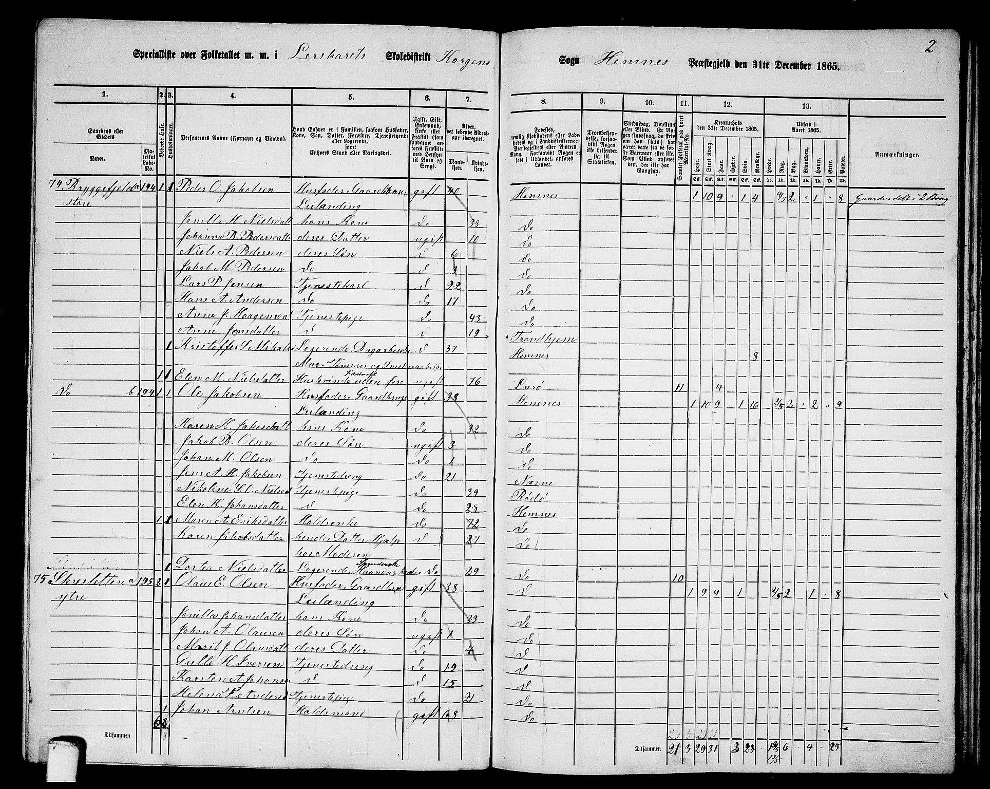 RA, 1865 census for Hemnes, 1865, p. 117