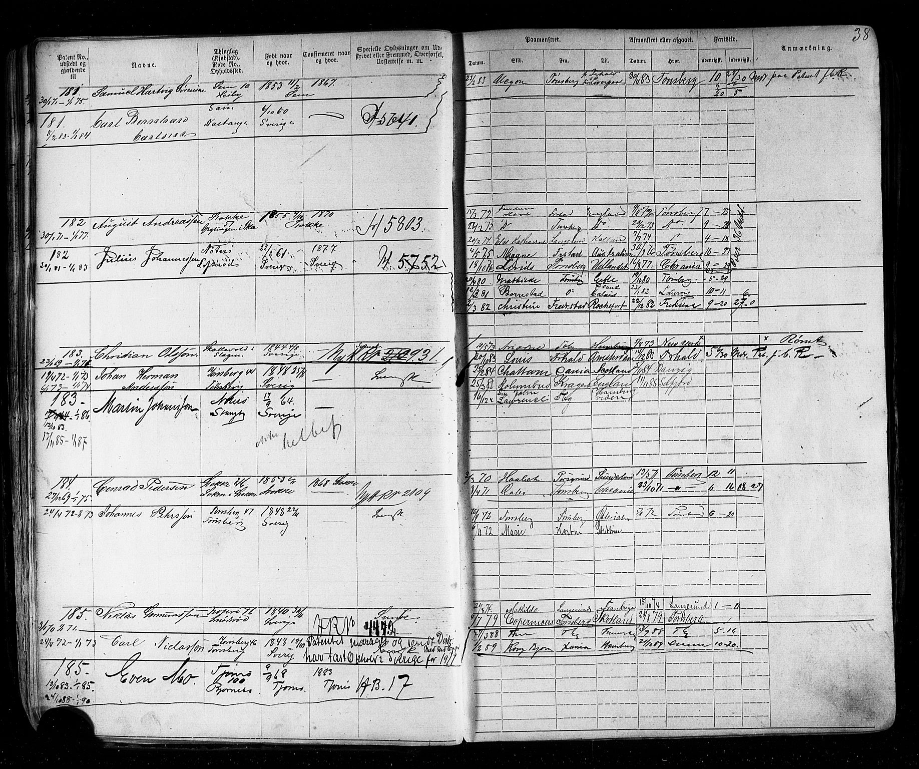 Tønsberg innrulleringskontor, AV/SAKO-A-786/F/Fb/L0002: Annotasjonsrulle Patent nr. 1-2635, 1869-1877, p. 46