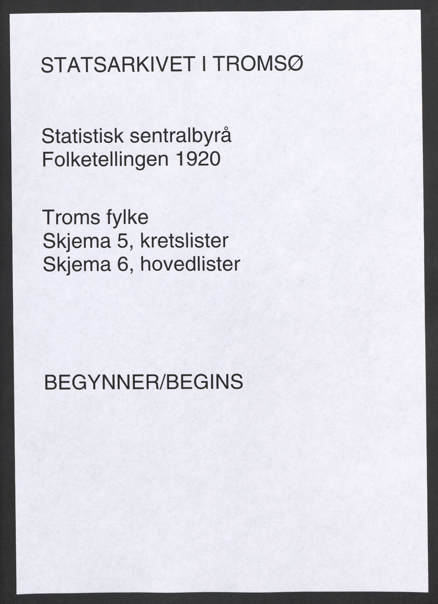 SATØ, 1920 census for Harstad, 1920, p. 1