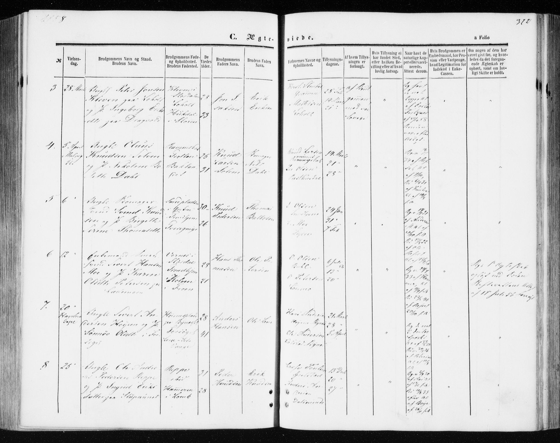 Ministerialprotokoller, klokkerbøker og fødselsregistre - Sør-Trøndelag, SAT/A-1456/606/L0292: Parish register (official) no. 606A07, 1856-1865, p. 322