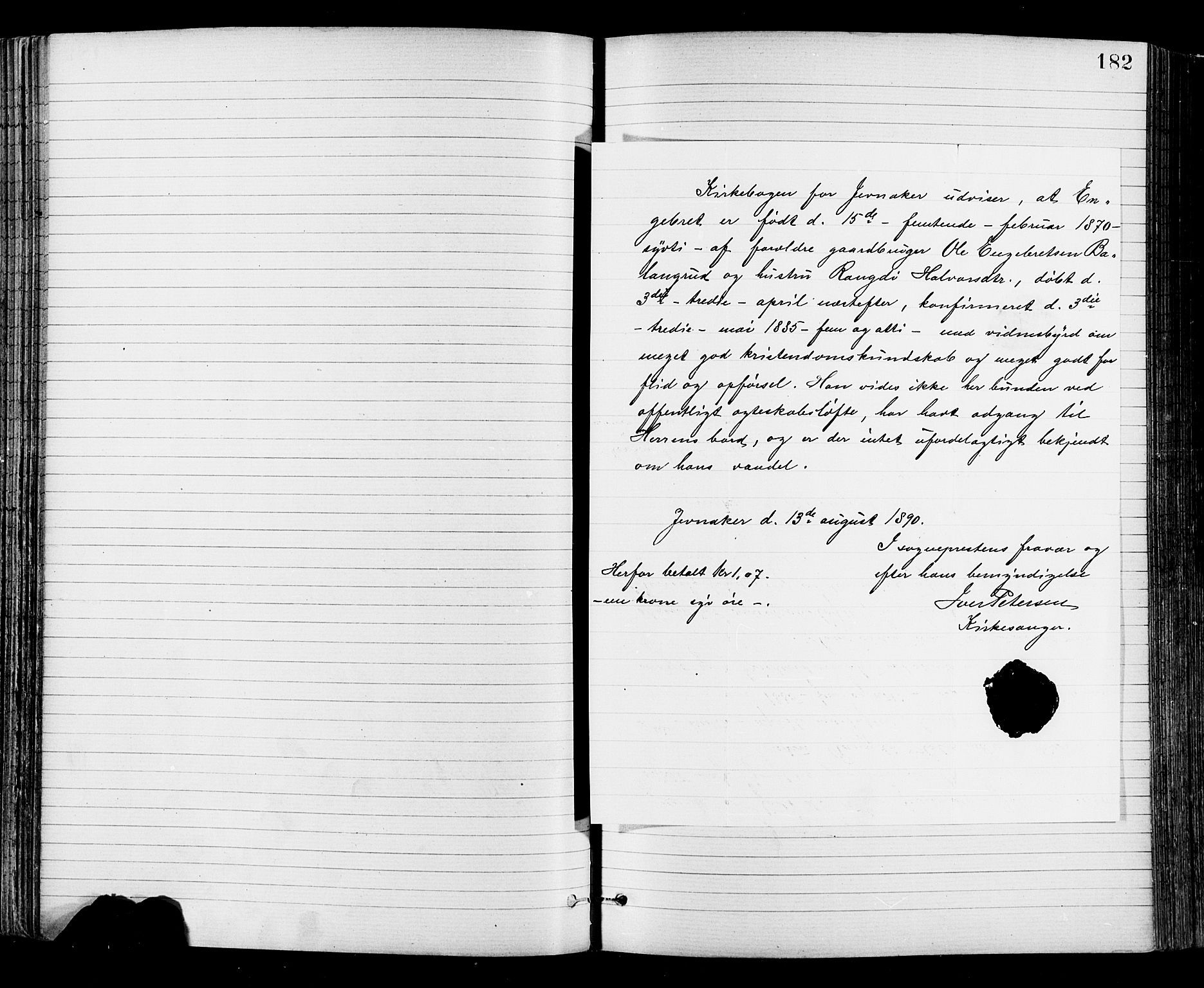 Jevnaker prestekontor, SAH/PREST-116/H/Ha/Haa/L0008: Parish register (official) no. 8, 1877-1890, p. 182