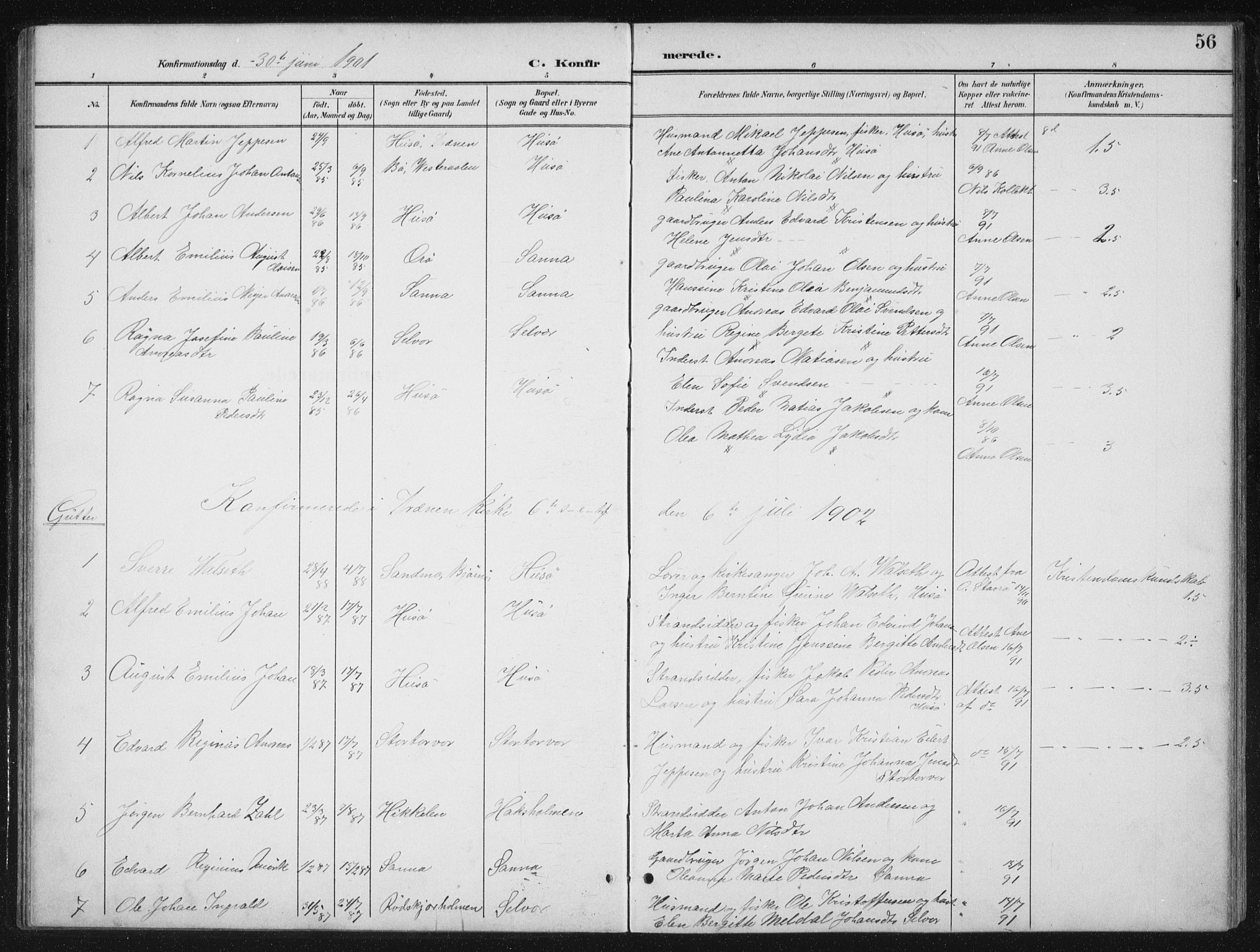 Ministerialprotokoller, klokkerbøker og fødselsregistre - Nordland, SAT/A-1459/840/L0583: Parish register (copy) no. 840C03, 1901-1933, p. 56