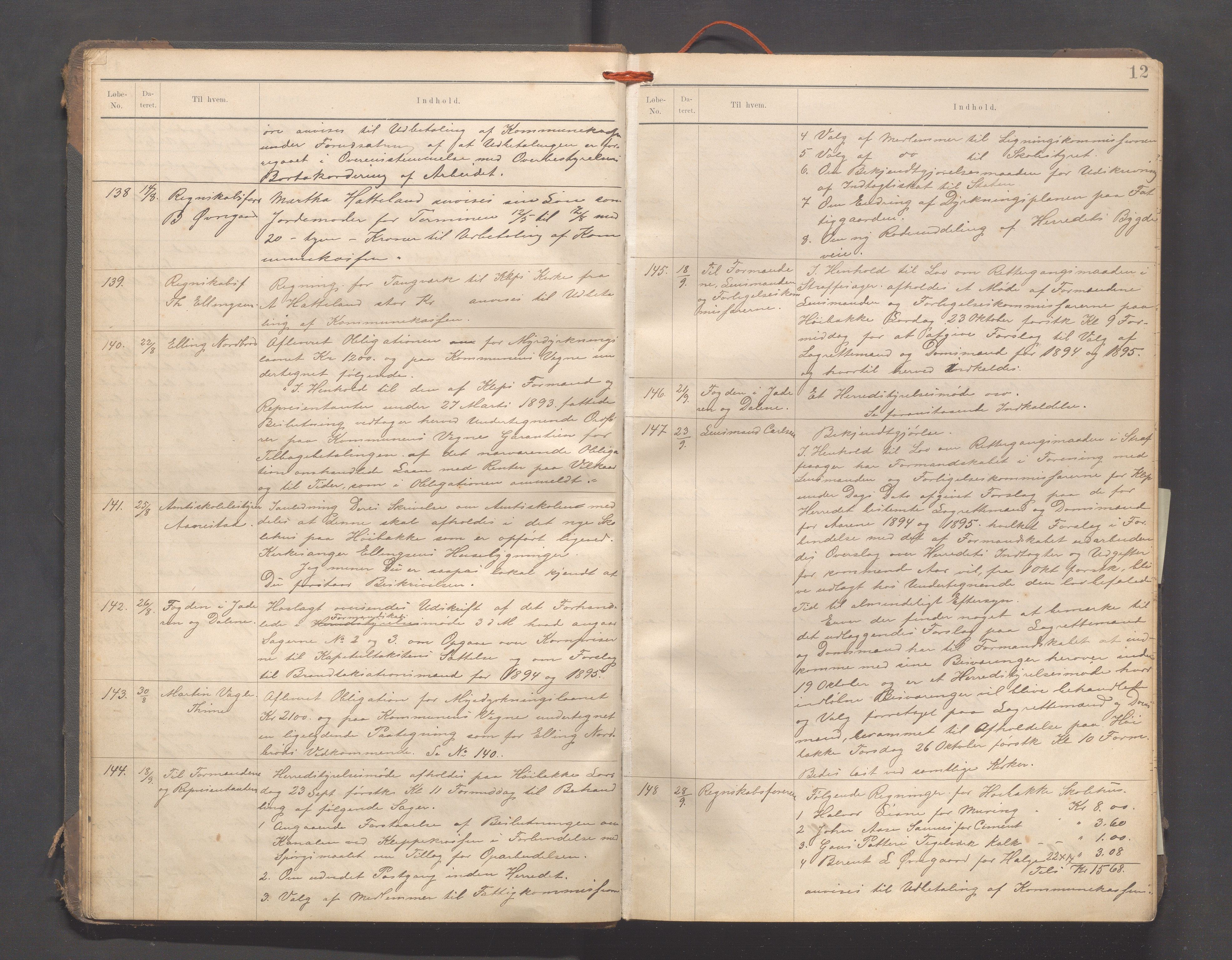 Klepp kommune - Formannskapet, IKAR/K-100277/B/L0004: Kopibok, 1893-1909, p. 12