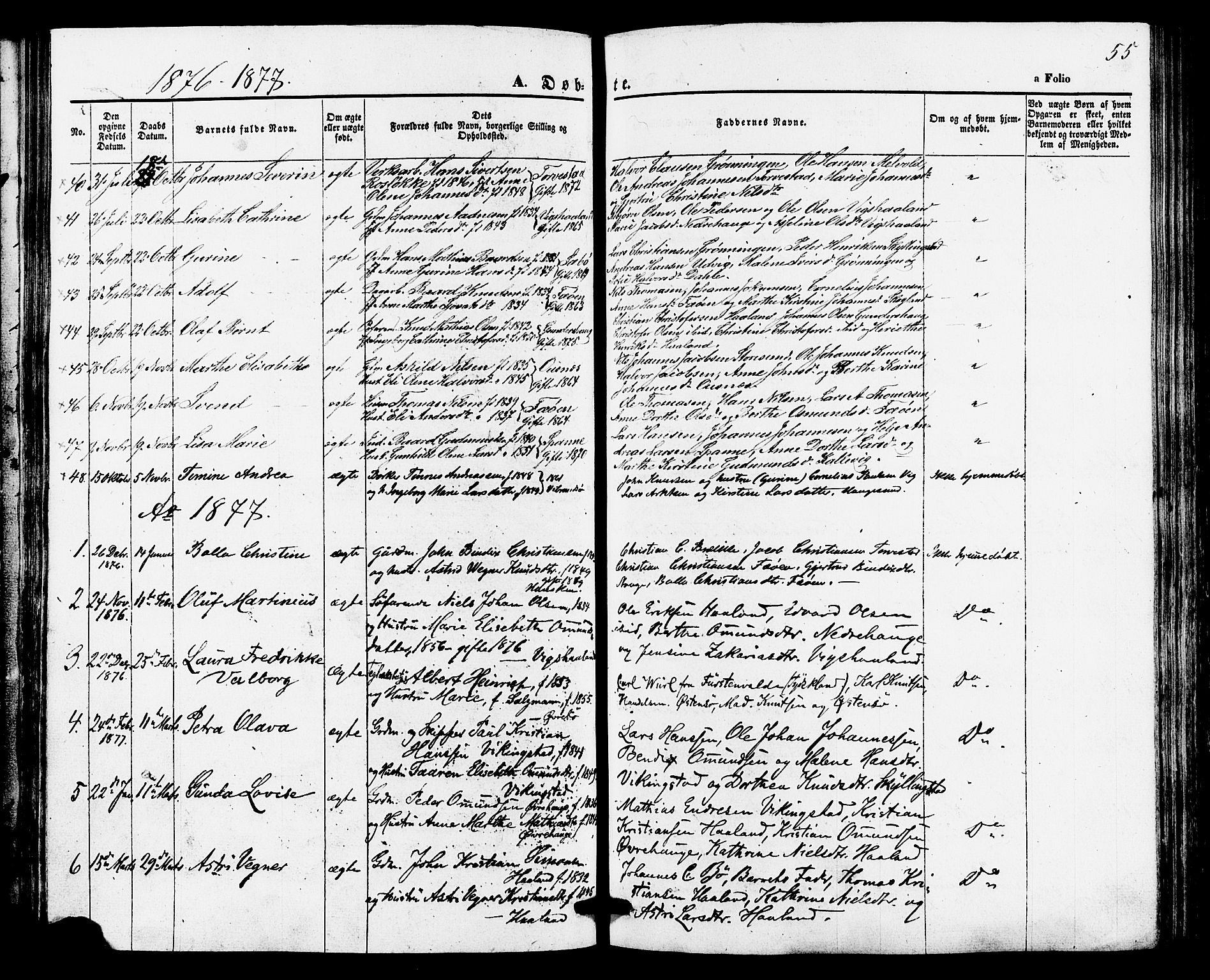 Torvastad sokneprestkontor, SAST/A -101857/H/Ha/Haa/L0010: Parish register (official) no. A 10, 1857-1878, p. 55