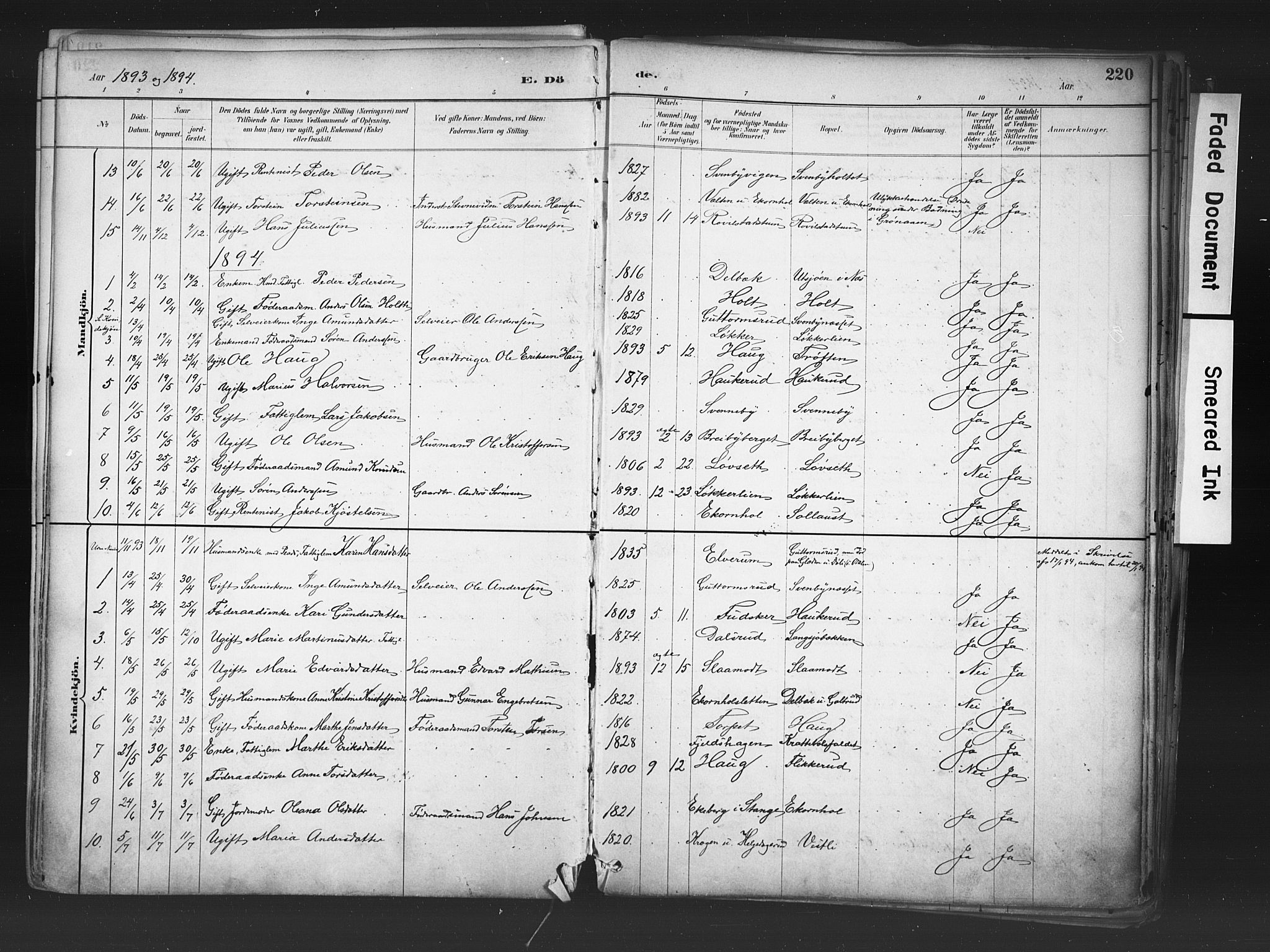 Nord-Odal prestekontor, AV/SAH-PREST-032/H/Ha/Haa/L0006: Parish register (official) no. 6, 1886-1901, p. 220