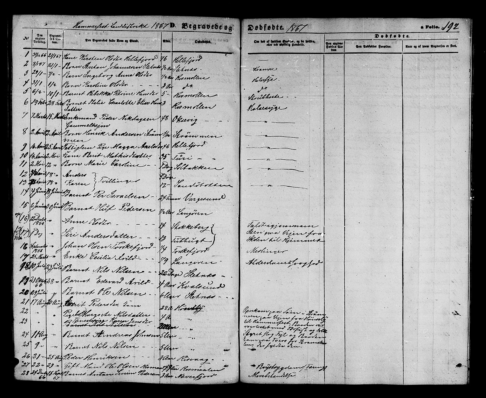Hammerfest sokneprestkontor, SATØ/S-1347/H/Hb/L0003.klokk: Parish register (copy) no. 3 /2, 1863-1868, p. 192