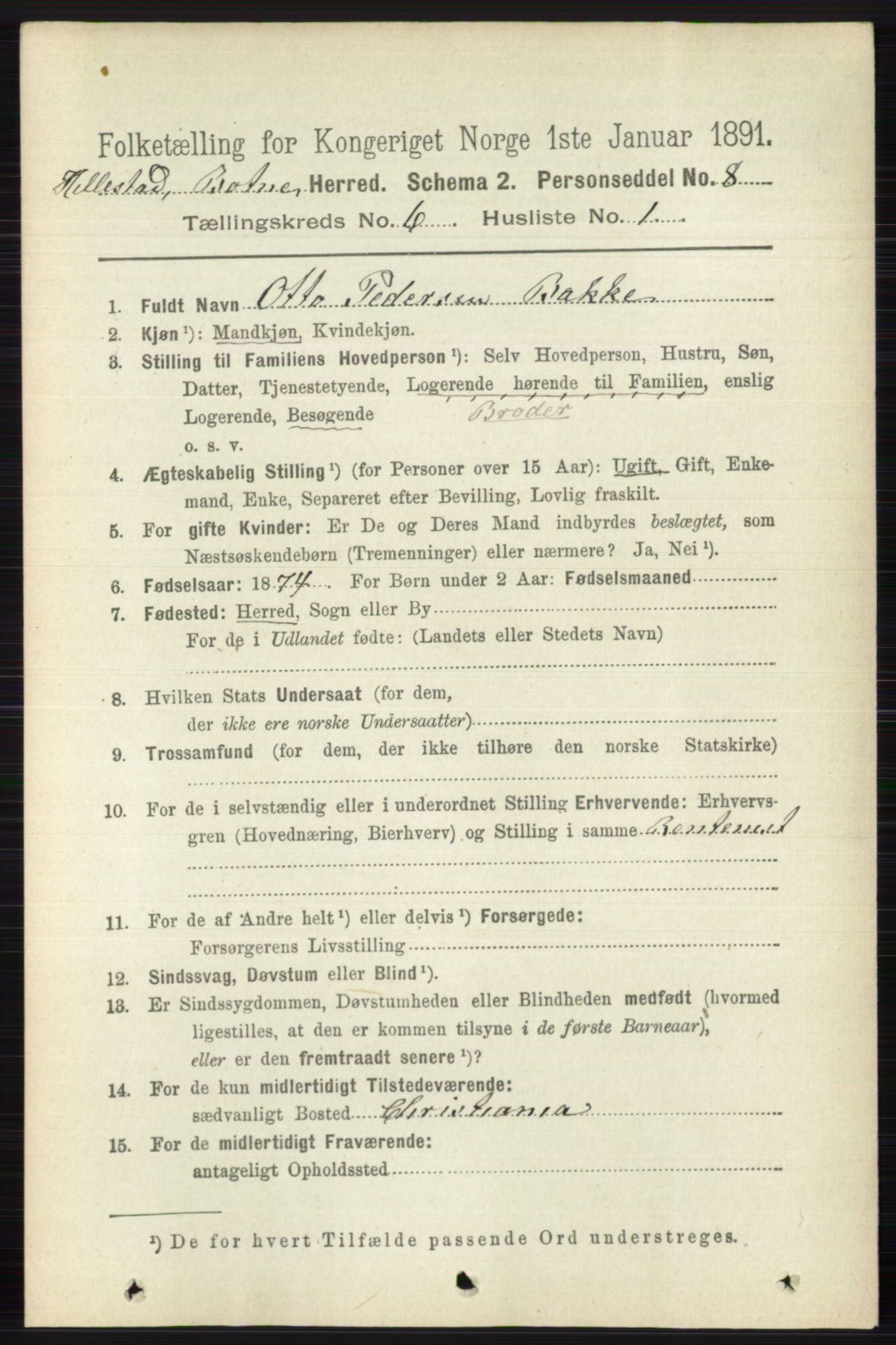 RA, 1891 census for 0715 Botne, 1891, p. 2297