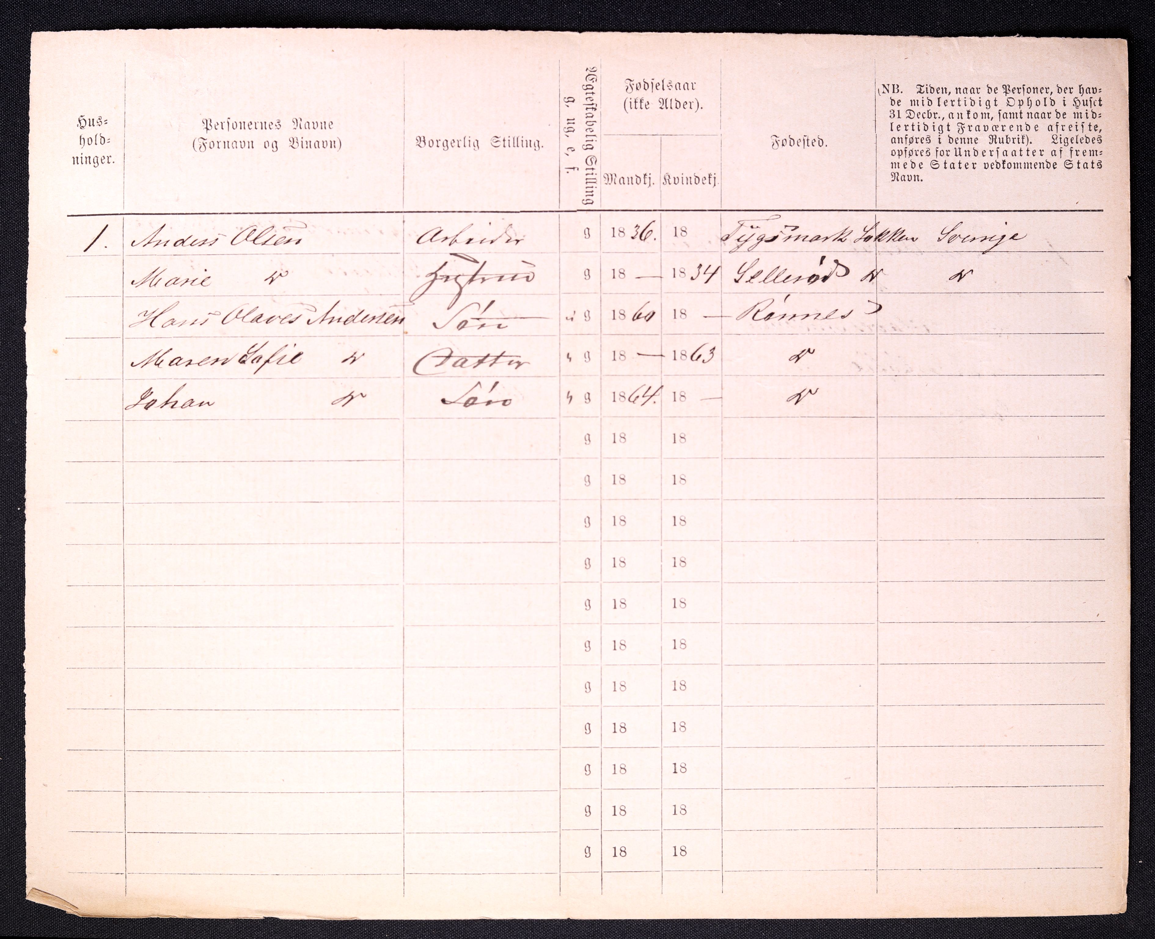 RA, 1870 census for 0103 Fredrikstad, 1870, p. 1224