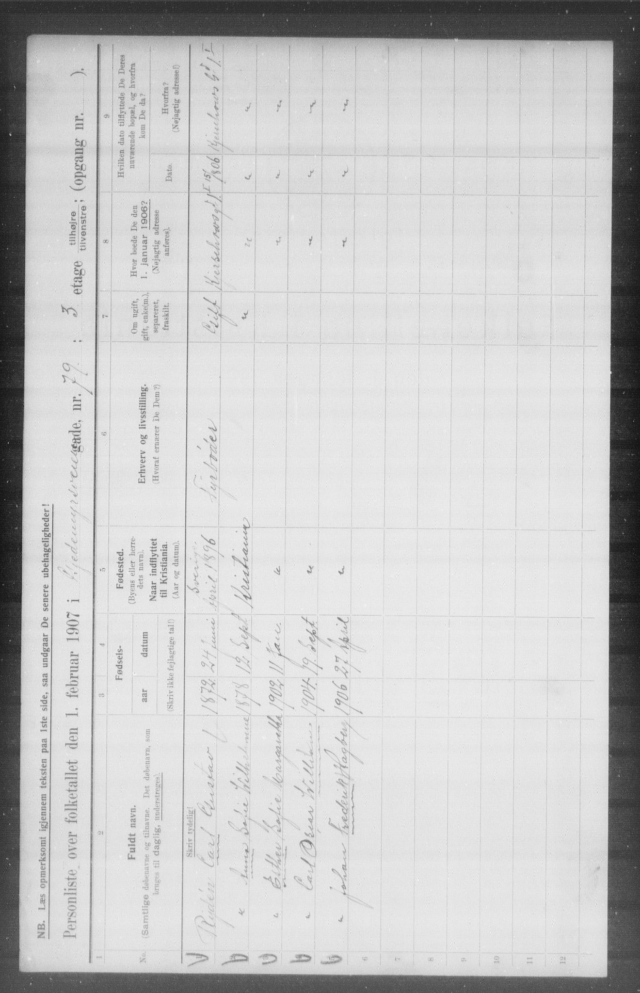 OBA, Municipal Census 1907 for Kristiania, 1907, p. 14818