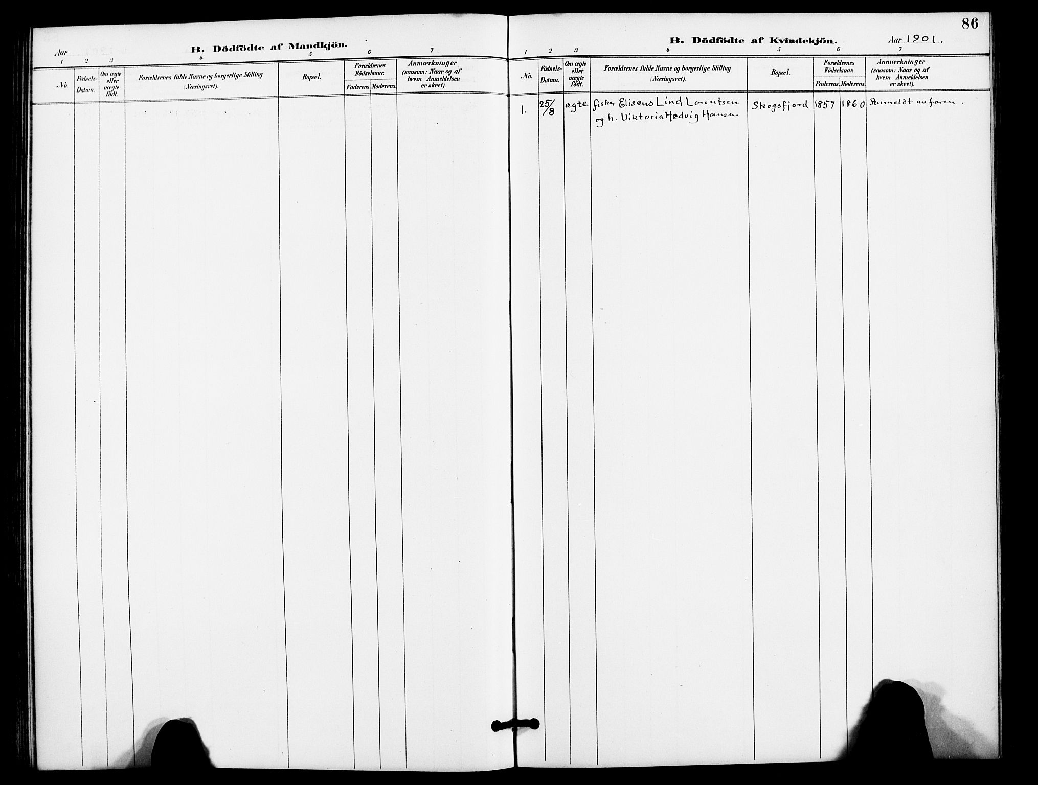 Karlsøy sokneprestembete, AV/SATØ-S-1299/H/Ha/Haa/L0012kirke: Parish register (official) no. 12, 1892-1902, p. 86