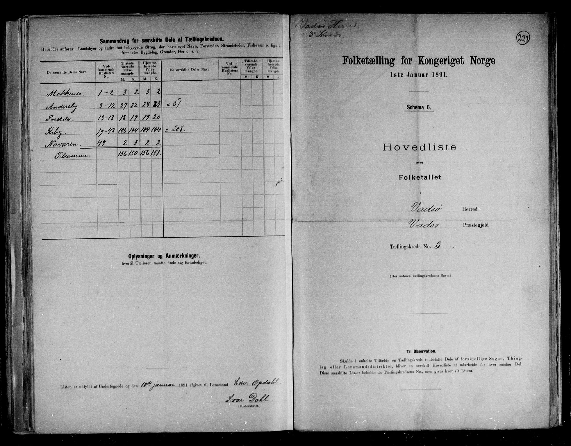 RA, 1891 census for 2029 Vadsø, 1891, p. 8
