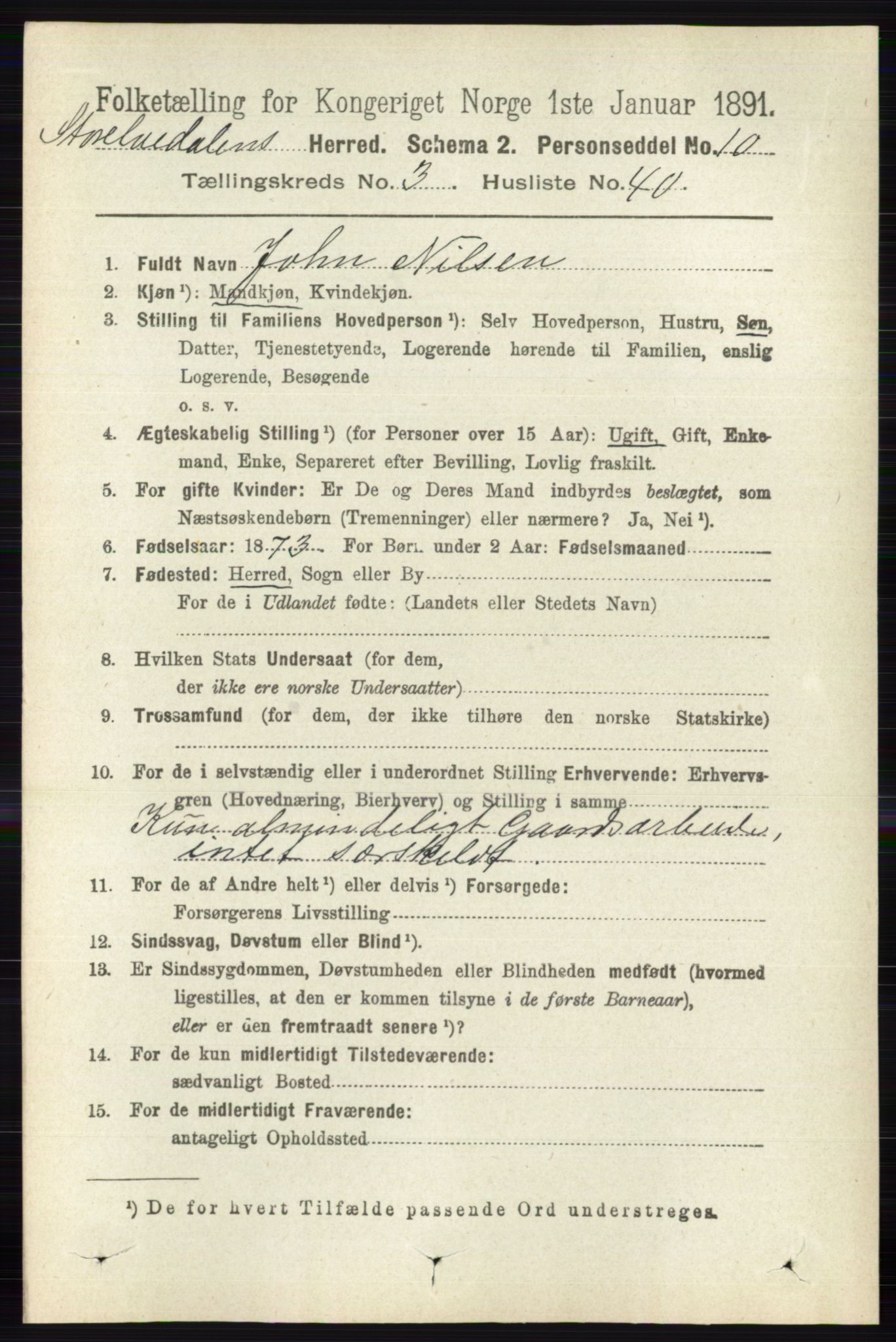 RA, 1891 census for 0430 Stor-Elvdal, 1891, p. 1124