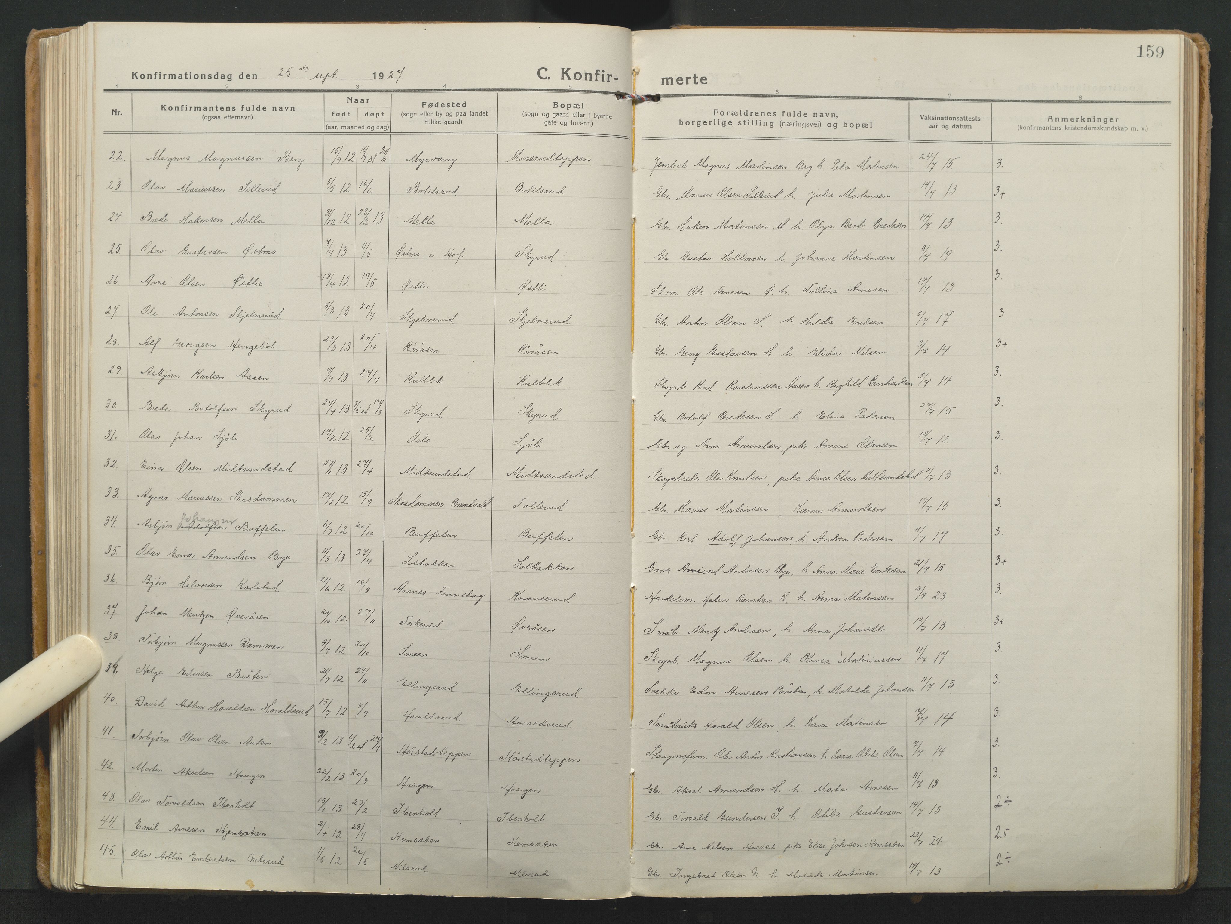 Grue prestekontor, SAH/PREST-036/H/Ha/Haa/L0018: Parish register (official) no. 18, 1923-1940, p. 159