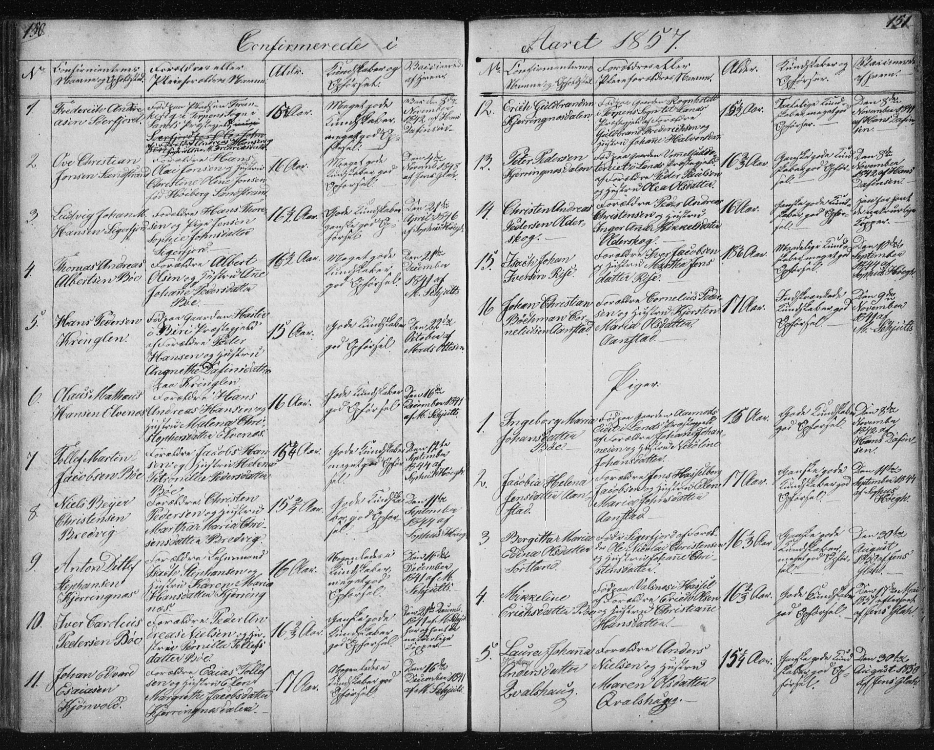 Ministerialprotokoller, klokkerbøker og fødselsregistre - Nordland, SAT/A-1459/895/L1379: Parish register (copy) no. 895C01, 1842-1858, p. 150-151