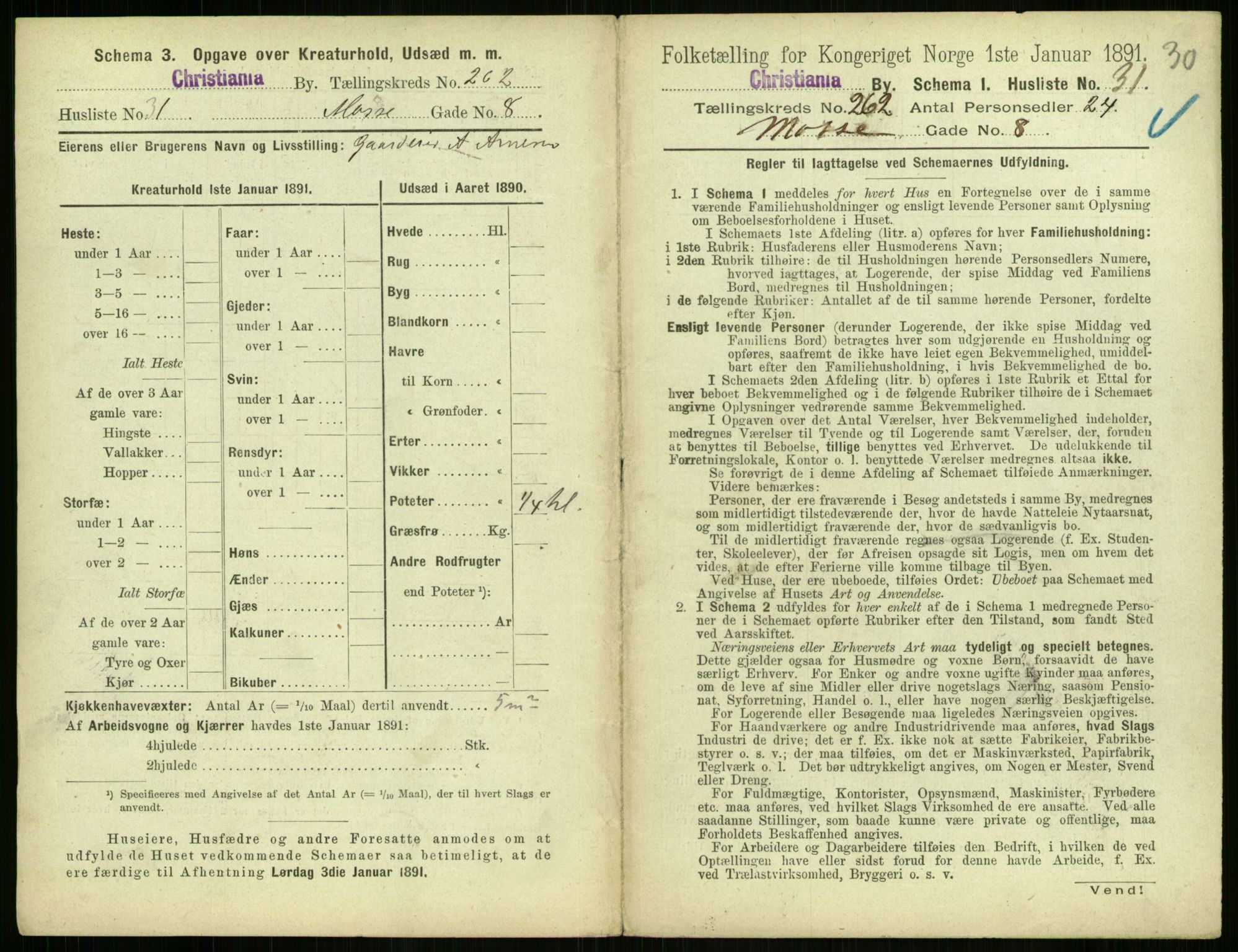 RA, 1891 census for 0301 Kristiania, 1891, p. 159076