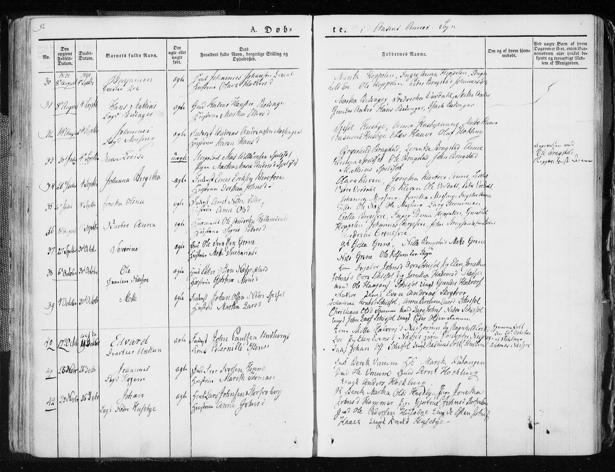 Ministerialprotokoller, klokkerbøker og fødselsregistre - Nord-Trøndelag, AV/SAT-A-1458/713/L0114: Parish register (official) no. 713A05, 1827-1839, p. 92