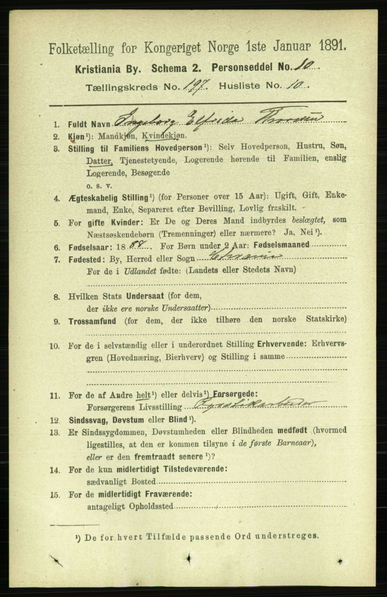 RA, 1891 census for 0301 Kristiania, 1891, p. 119034