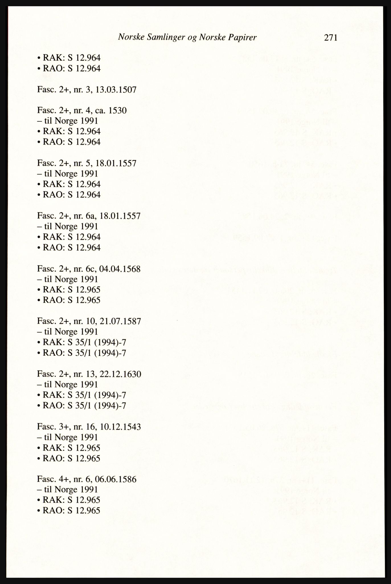 Publikasjoner utgitt av Arkivverket, PUBL/PUBL-001/A/0002: Erik Gøbel: NOREG, Tværregistratur over norgesrelevant materiale i Rigsarkivet i København (2000), 2000, p. 273