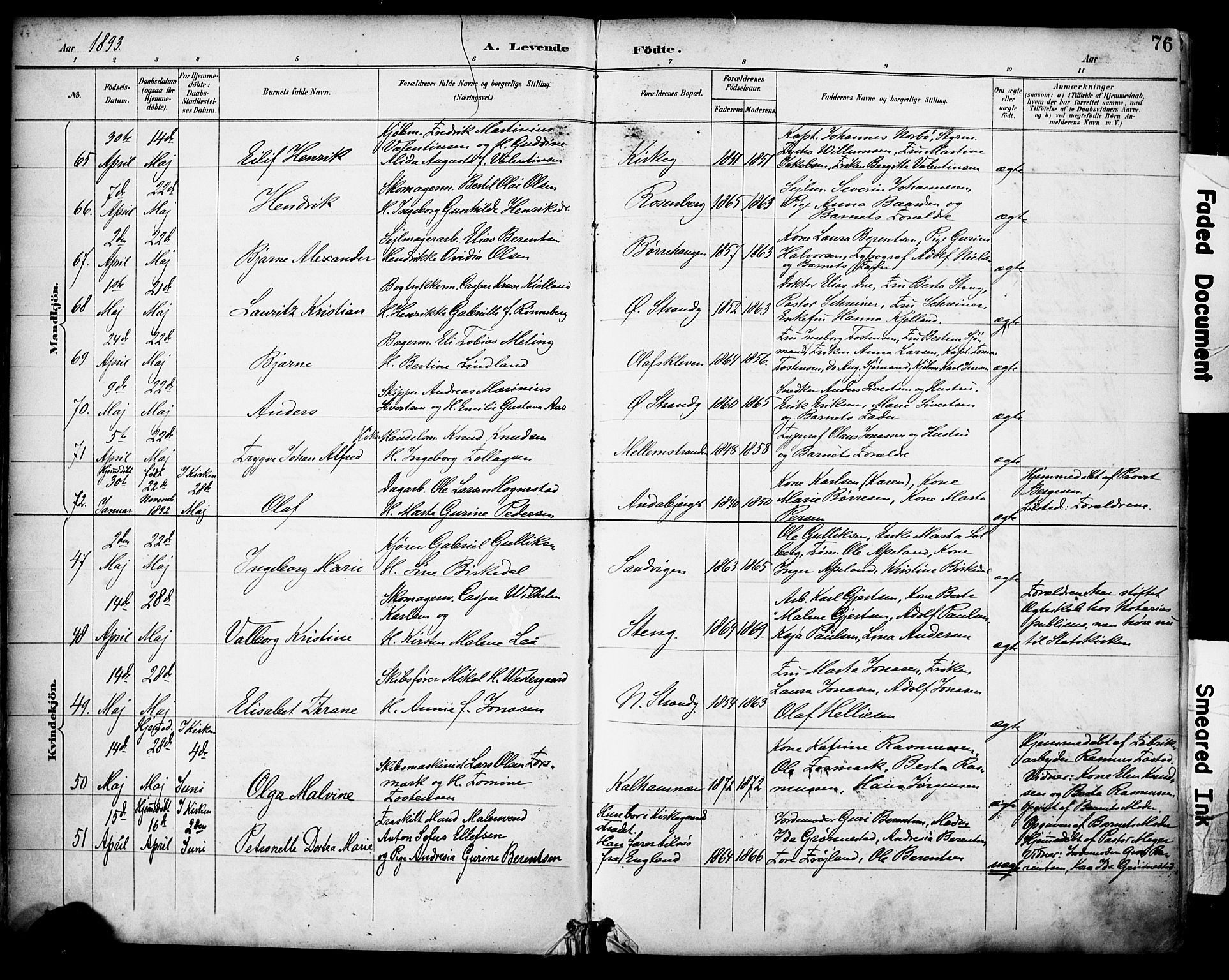 Domkirken sokneprestkontor, SAST/A-101812/001/30/30BA/L0030: Parish register (official) no. A 29, 1889-1902, p. 76