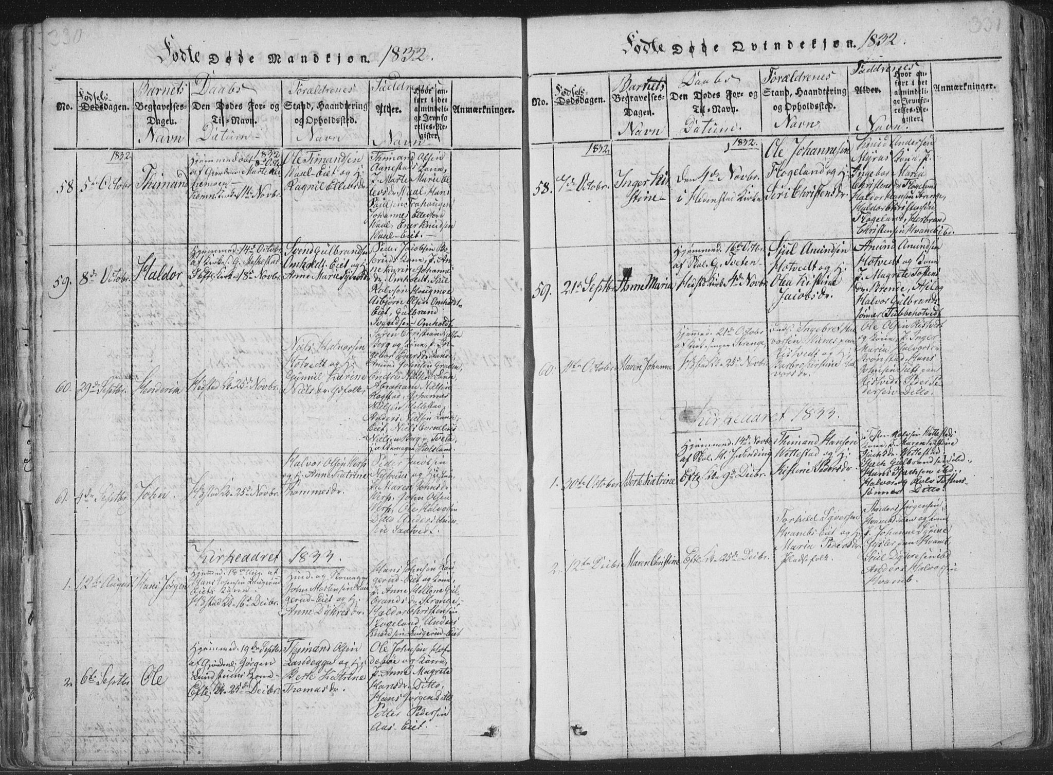 Sandsvær kirkebøker, SAKO/A-244/F/Fa/L0004: Parish register (official) no. I 4, 1817-1839, p. 330-331