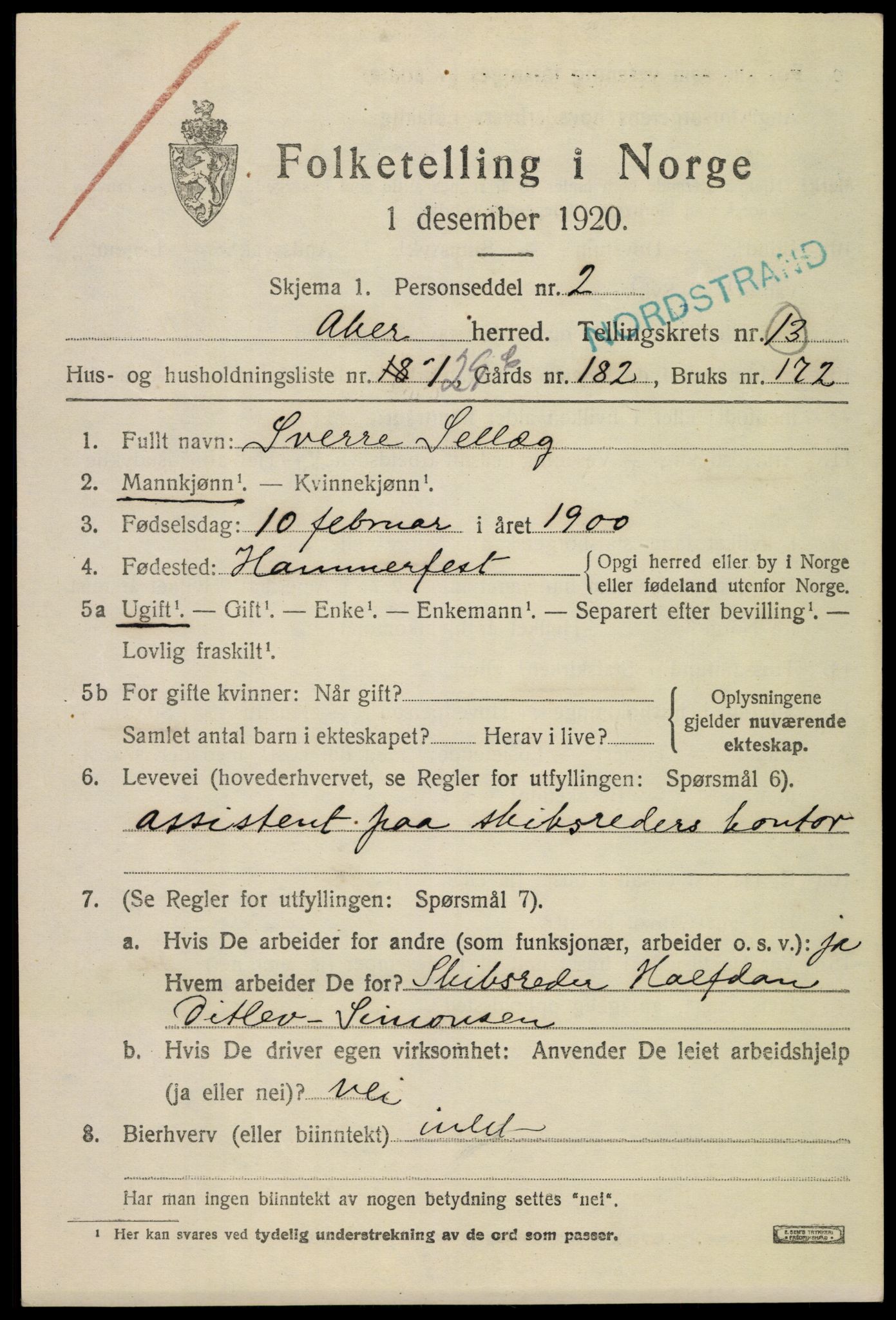 SAO, 1920 census for Aker, 1920, p. 80562