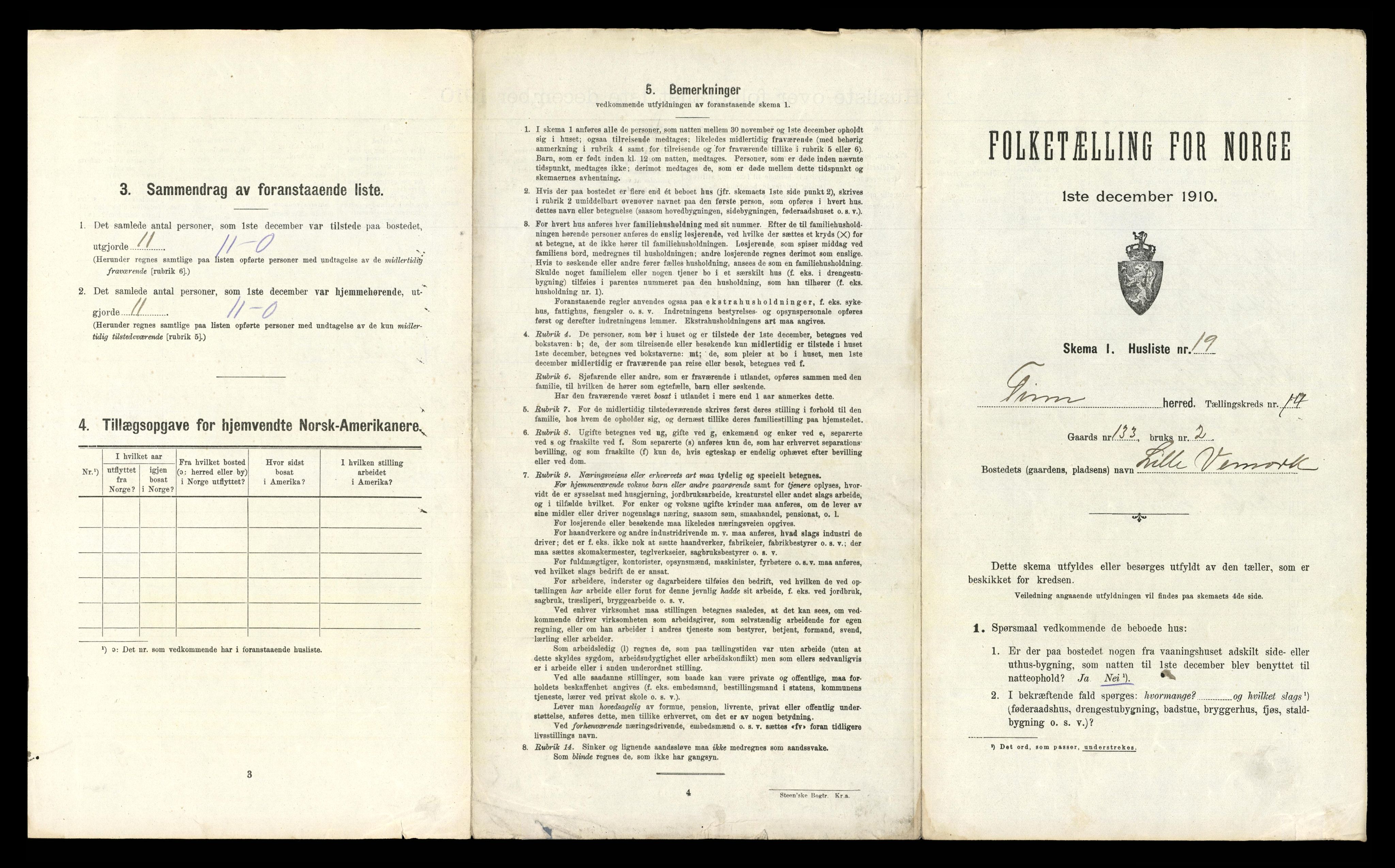 RA, 1910 census for Tinn, 1910, p. 1201