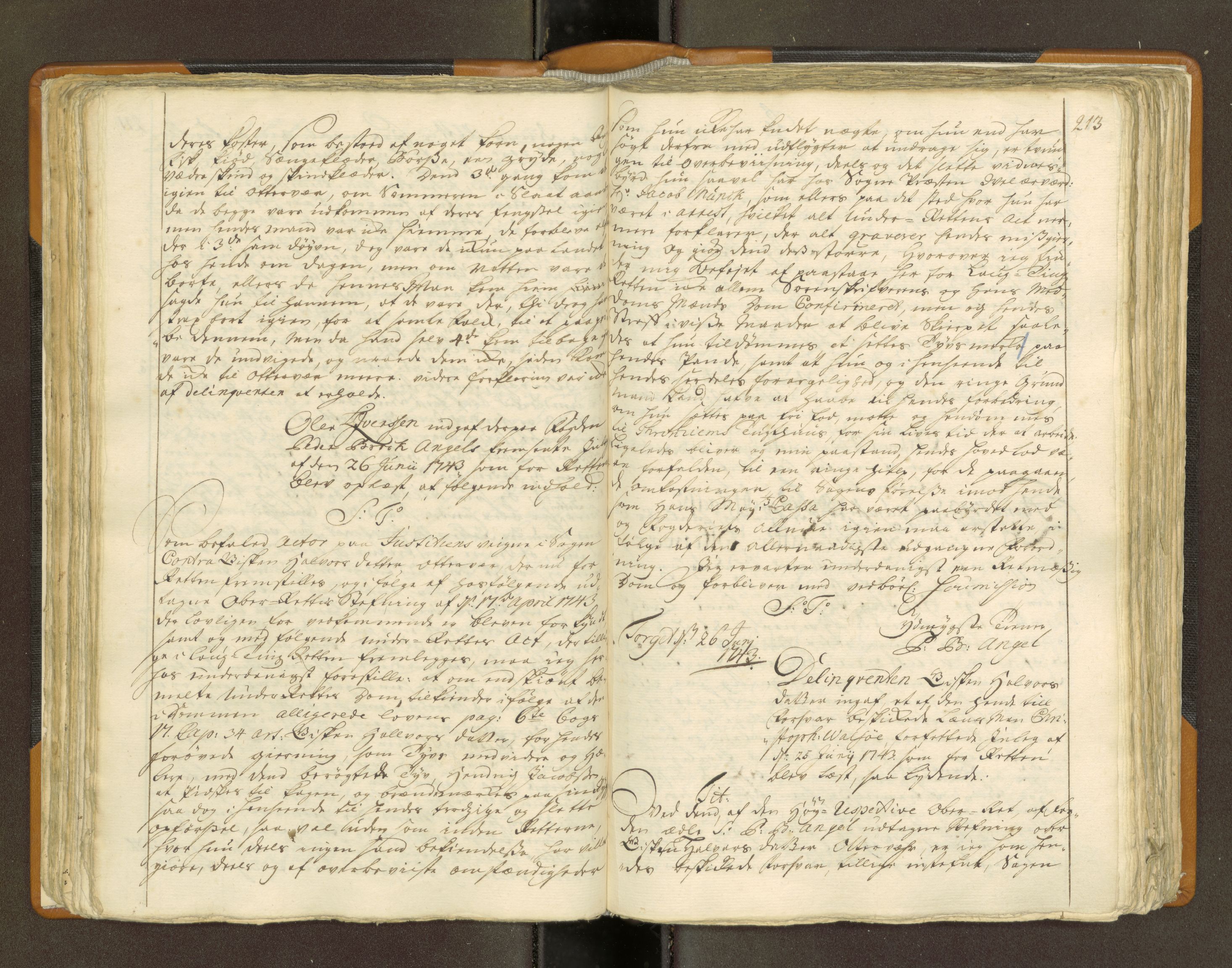 Nordland og Finnmarks lagstol, AV/SAT-A-5608/X/L0010: Domkopibok/justisprotokoll, 1742-1743, p. 212-213