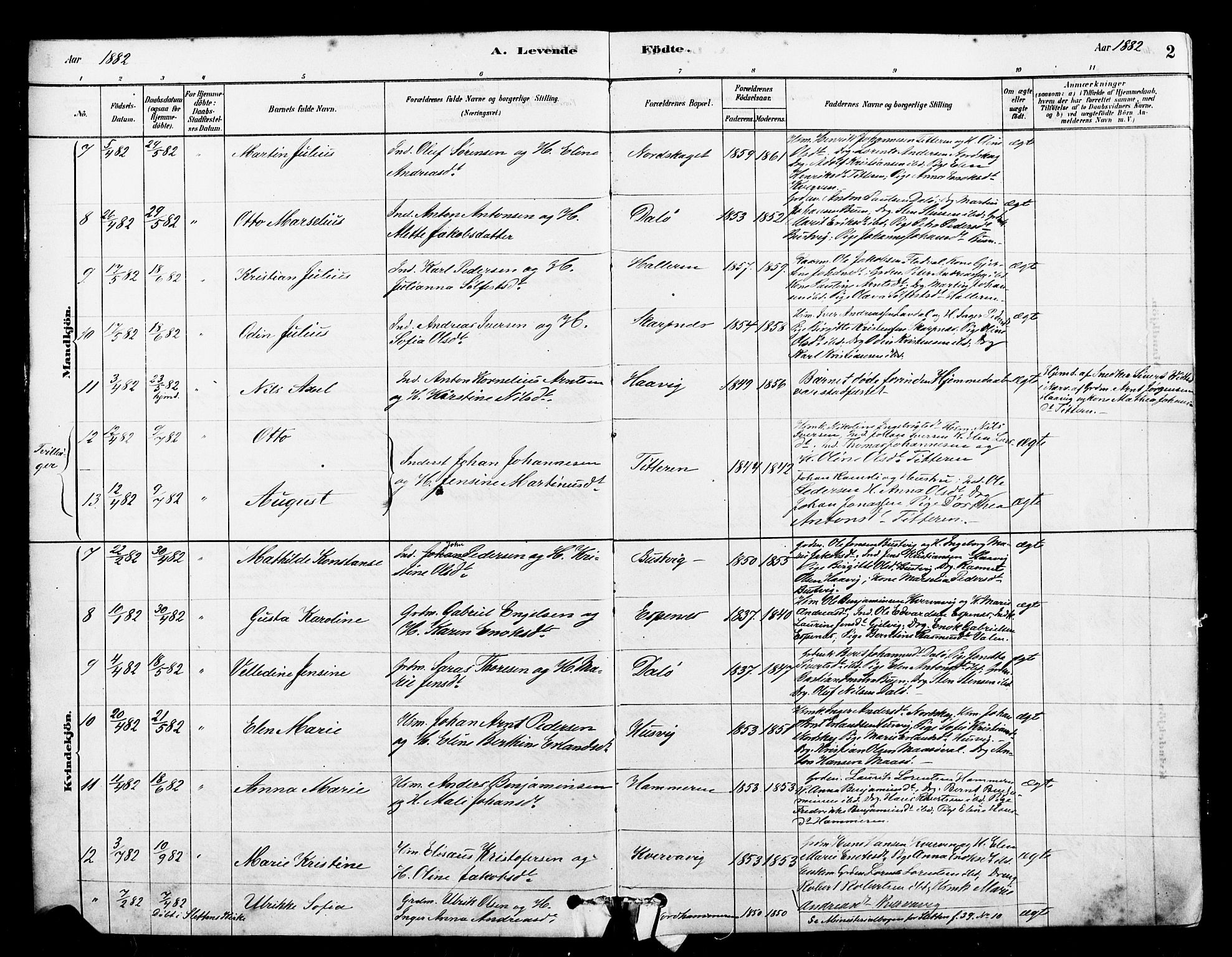 Ministerialprotokoller, klokkerbøker og fødselsregistre - Sør-Trøndelag, AV/SAT-A-1456/641/L0595: Parish register (official) no. 641A01, 1882-1897, p. 2