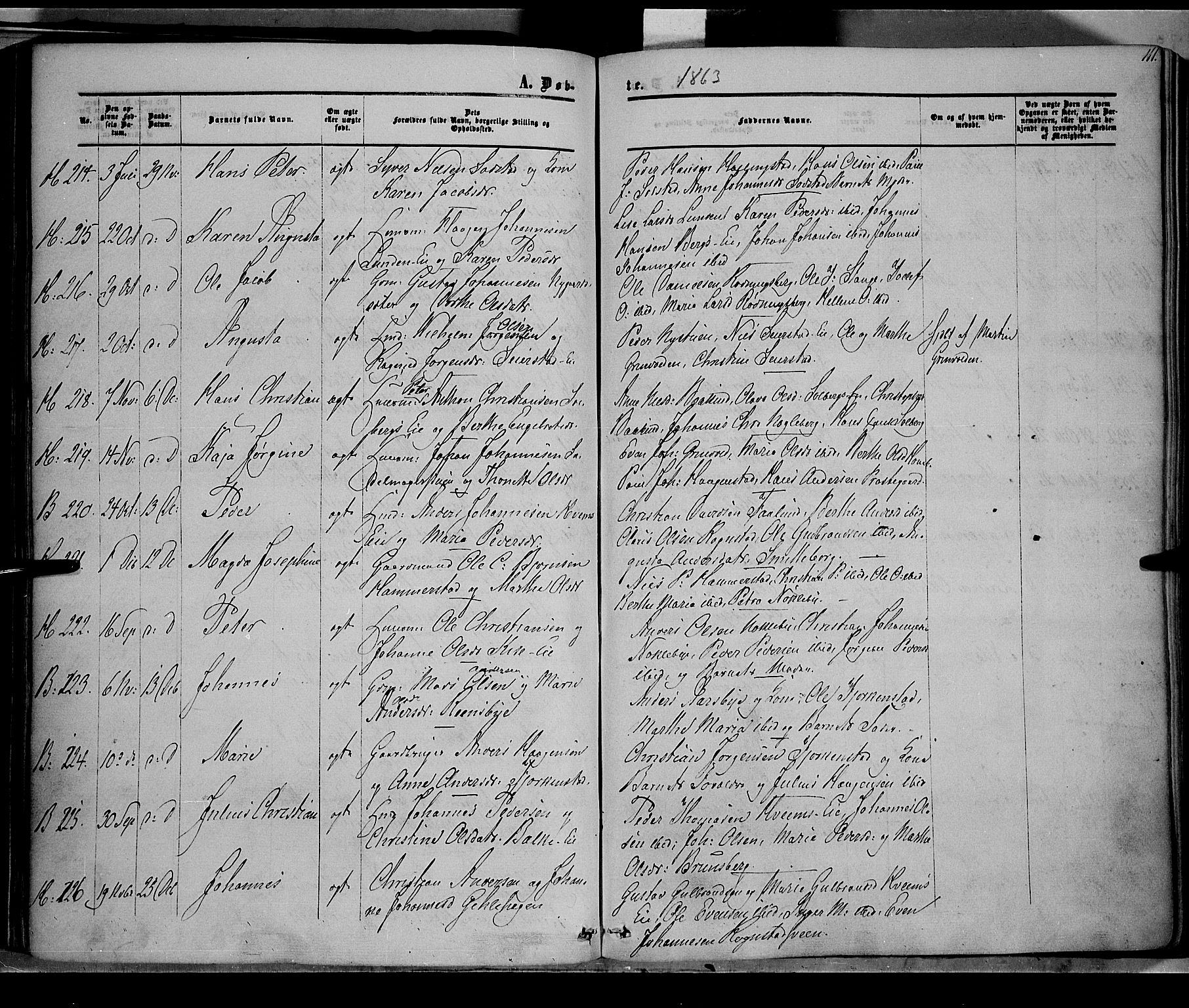 Østre Toten prestekontor, SAH/PREST-104/H/Ha/Haa/L0004: Parish register (official) no. 4, 1857-1865, p. 111