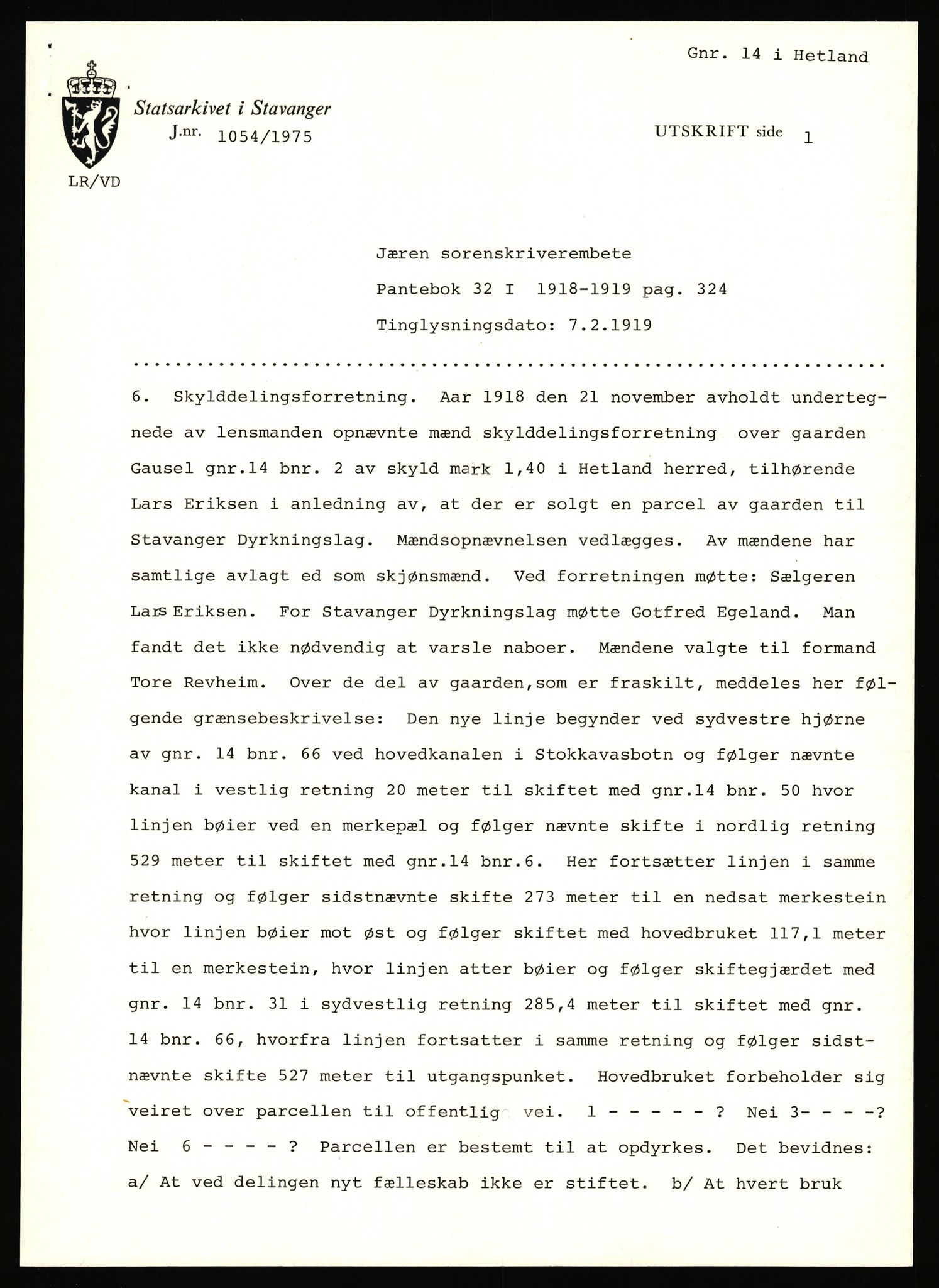 Statsarkivet i Stavanger, AV/SAST-A-101971/03/Y/Yj/L0025: Avskrifter sortert etter gårdsnavn: Garpestad - Gjerde, 1750-1930, p. 187