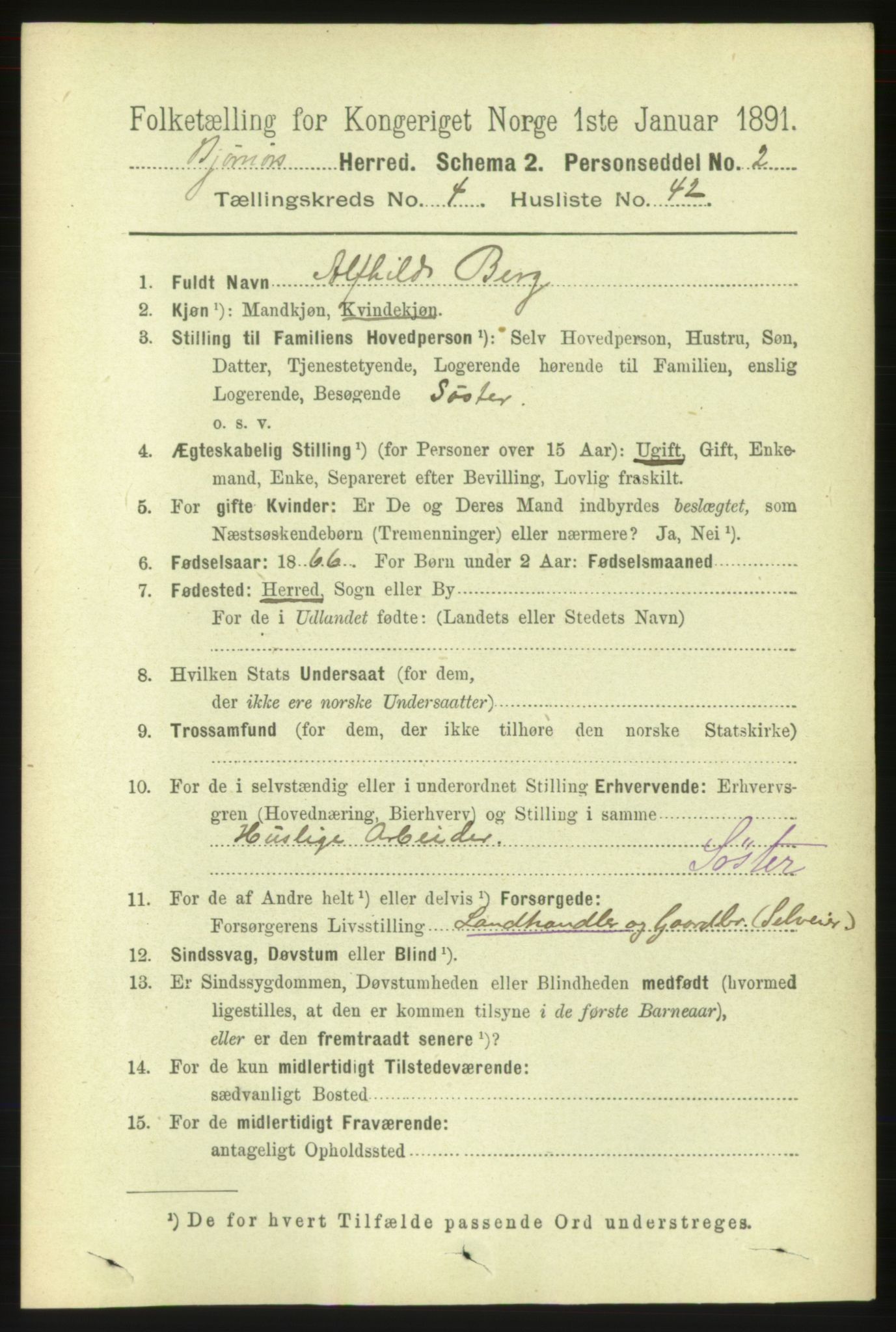 RA, 1891 census for 1632 Bjørnør, 1891, p. 2113