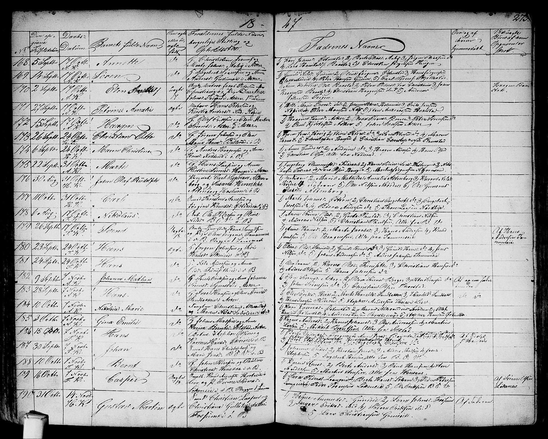 Asker prestekontor Kirkebøker, AV/SAO-A-10256a/F/Fa/L0007: Parish register (official) no. I 7, 1825-1864, p. 273