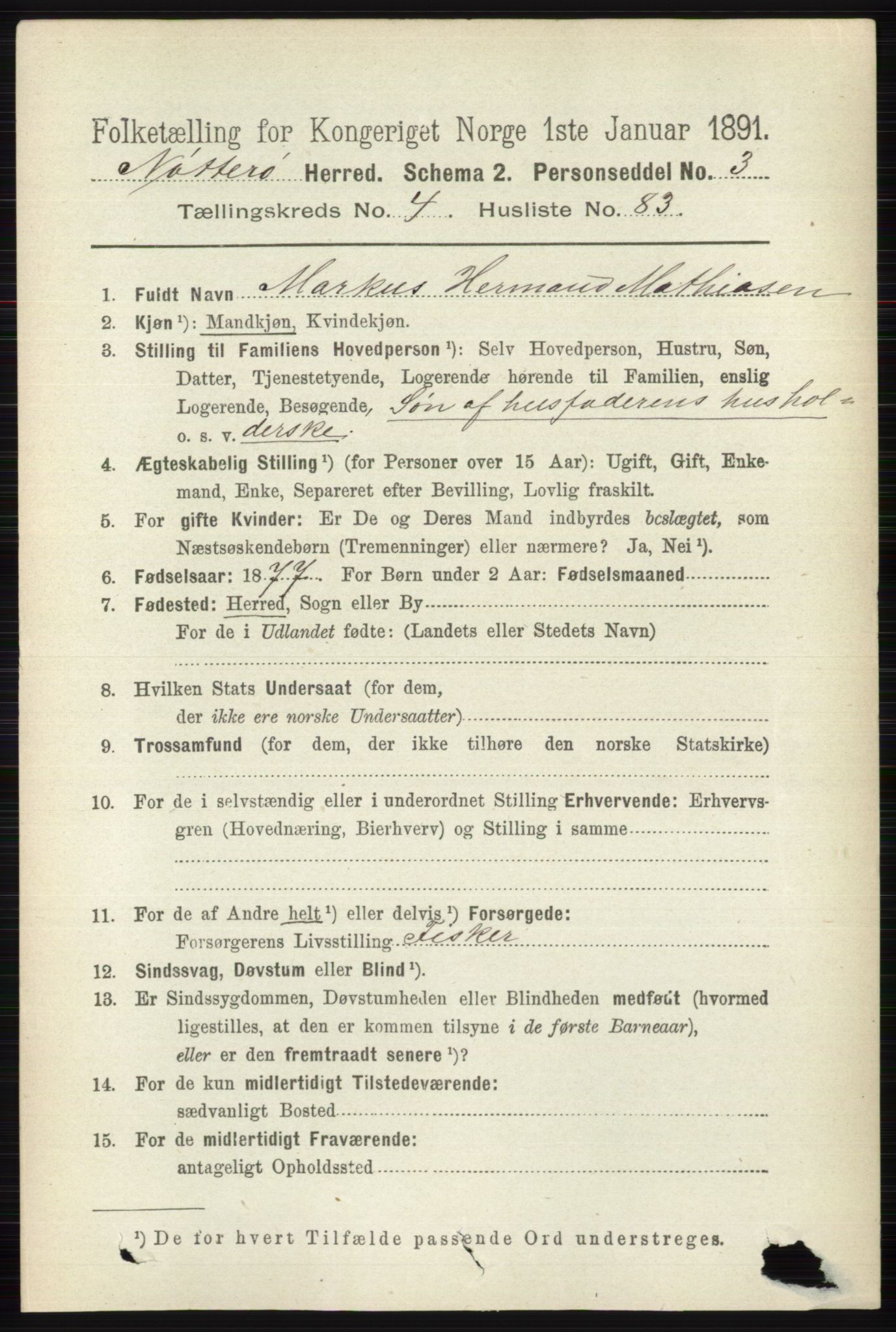 RA, 1891 census for 0722 Nøtterøy, 1891, p. 2511