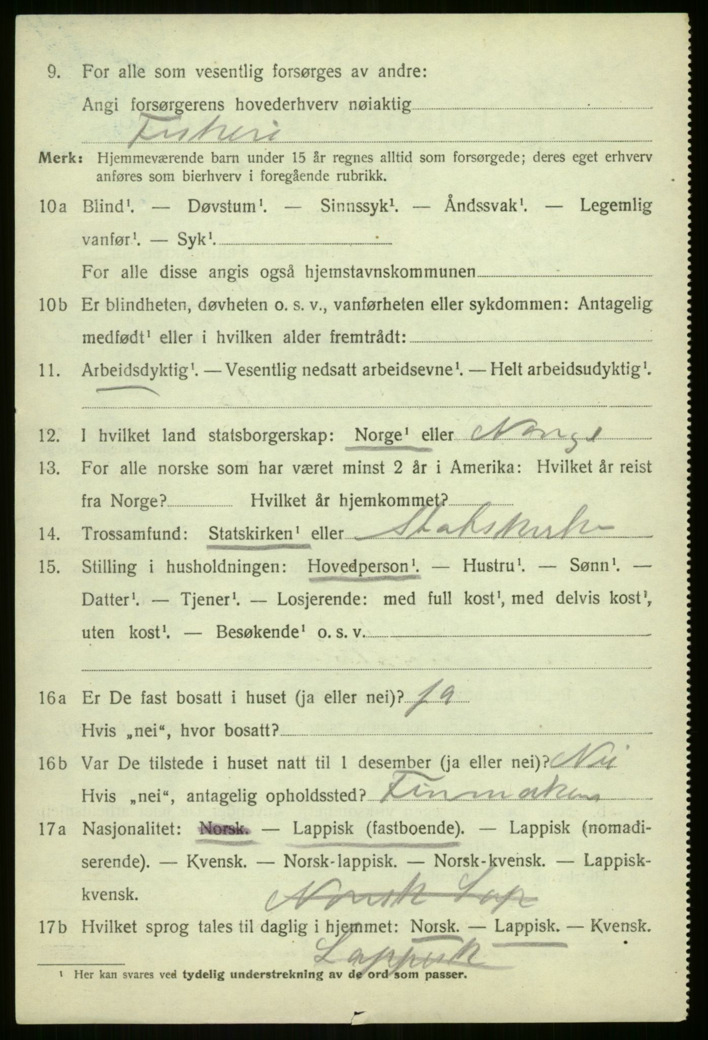 SATØ, 1920 census for Lyngen, 1920, p. 4066