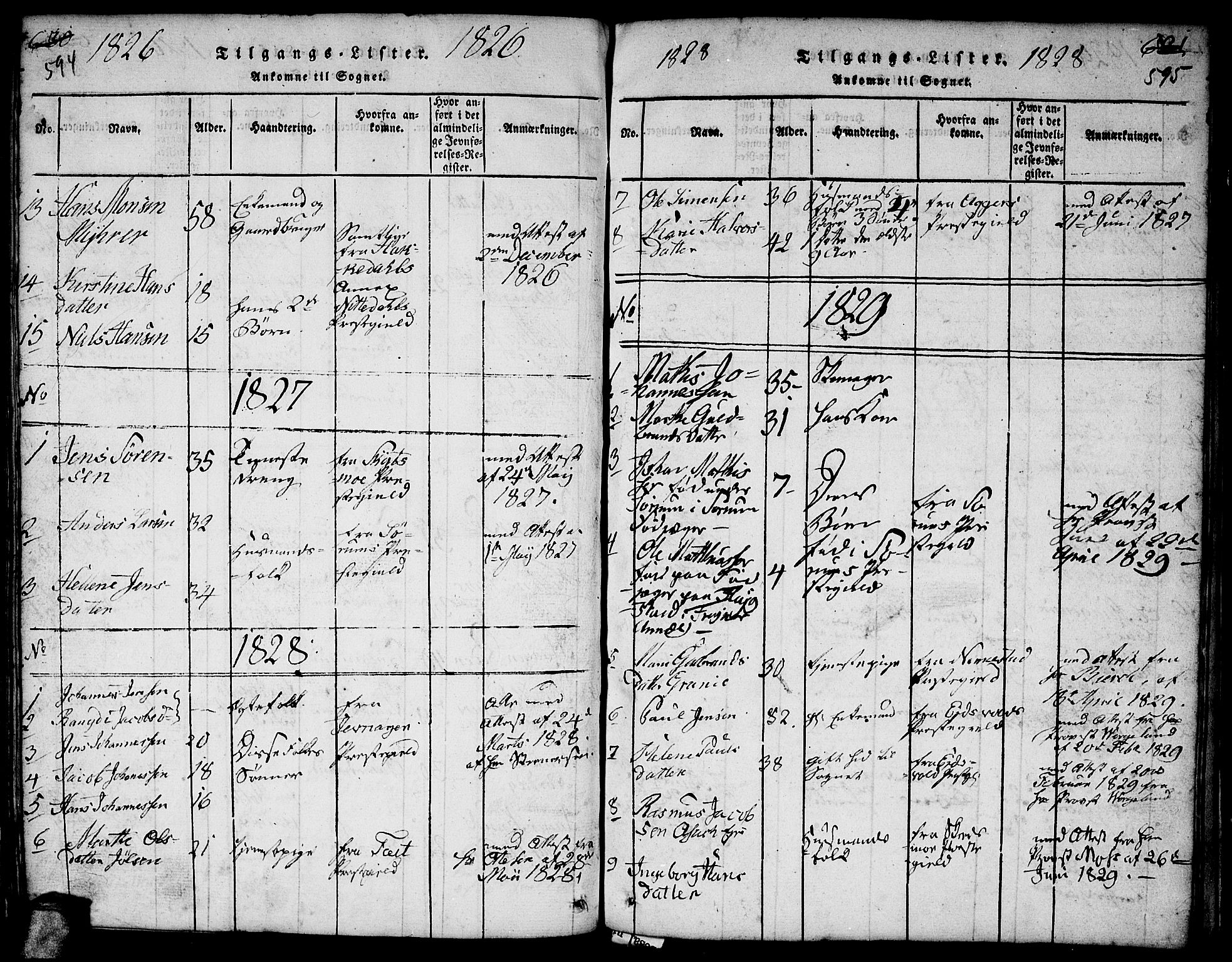 Gjerdrum prestekontor Kirkebøker, SAO/A-10412b/F/Fa/L0004: Parish register (official) no. I 4, 1816-1836, p. 594-595
