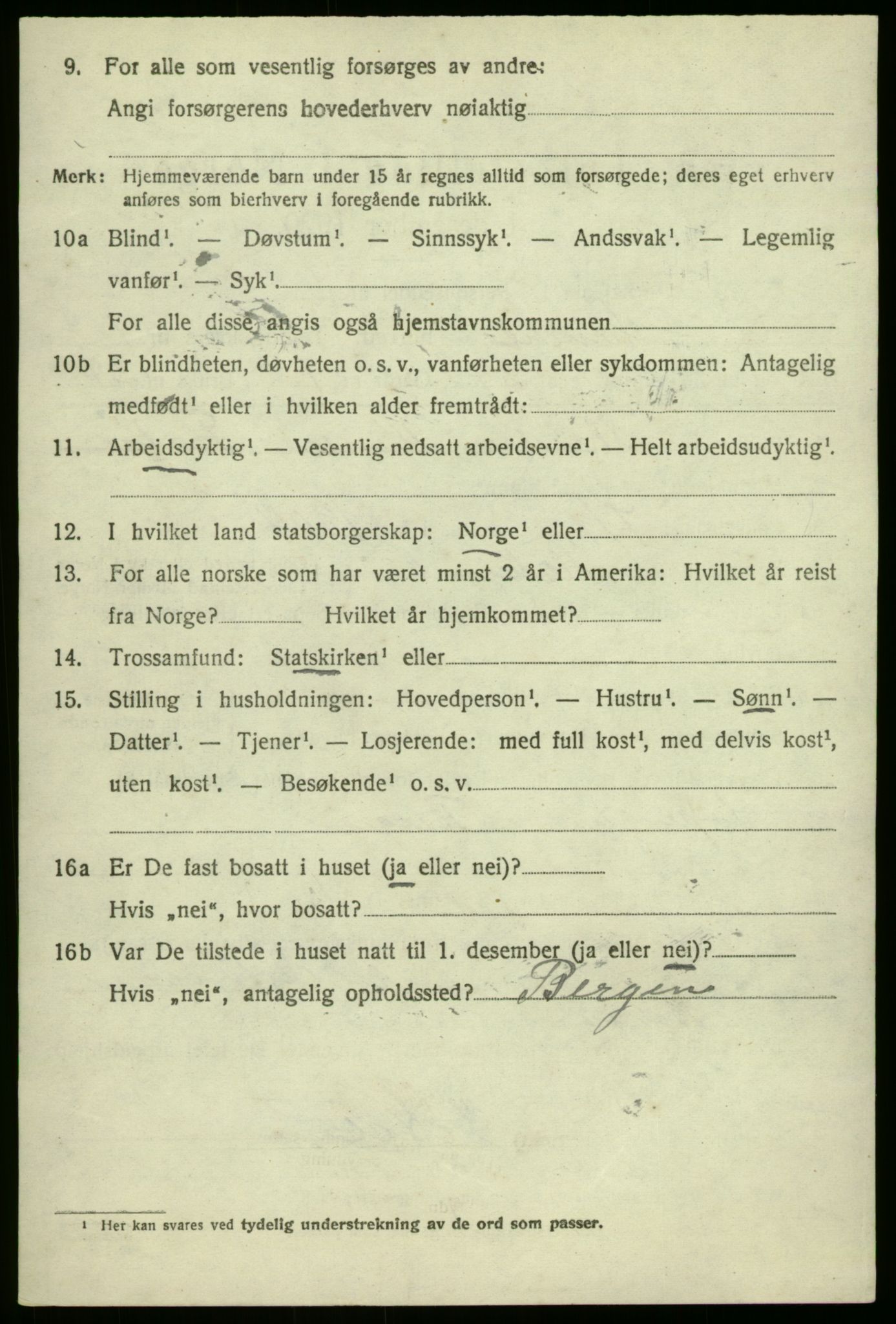 SAB, 1920 census for Hamre, 1920, p. 1254