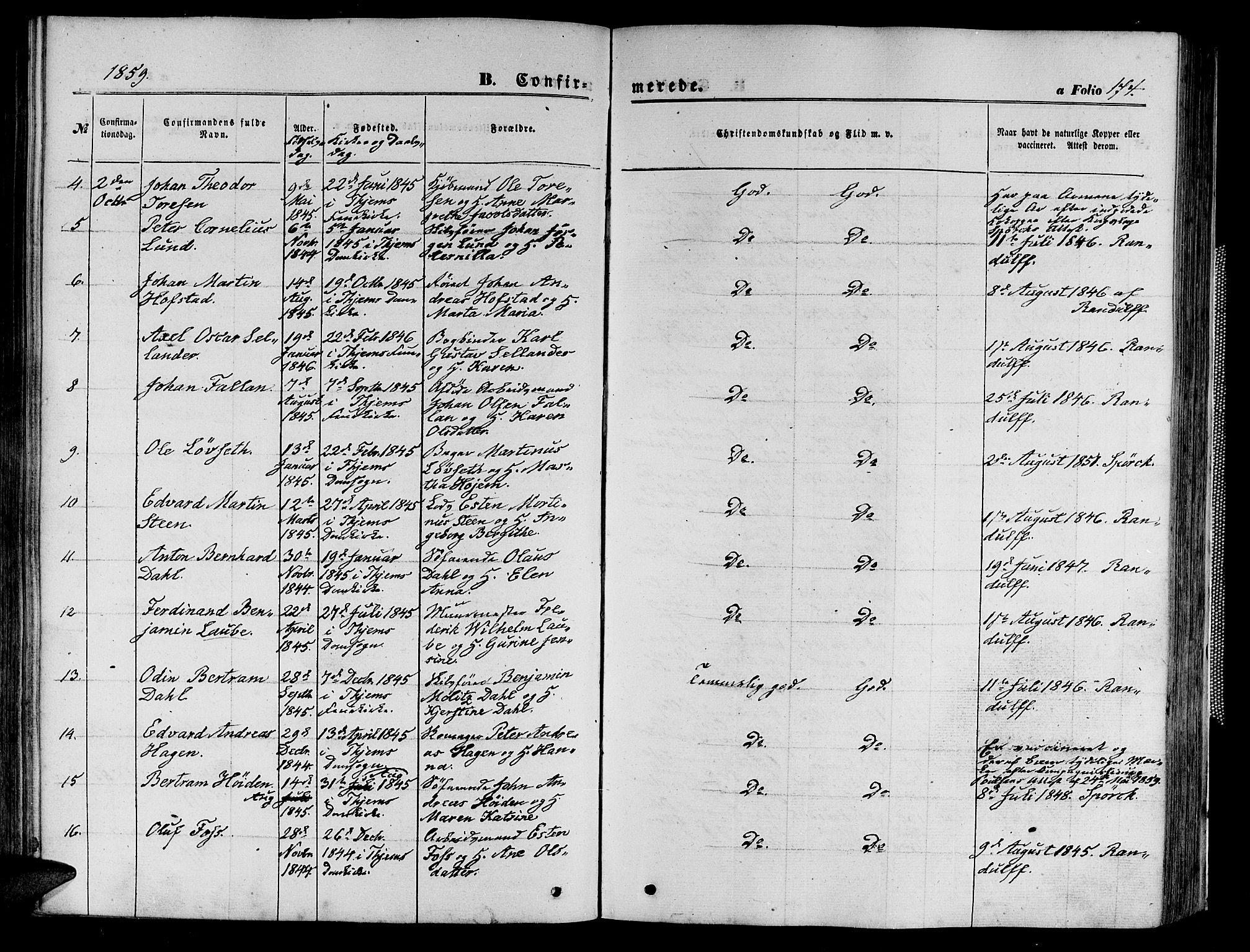 Ministerialprotokoller, klokkerbøker og fødselsregistre - Sør-Trøndelag, AV/SAT-A-1456/602/L0139: Parish register (copy) no. 602C07, 1859-1864, p. 174