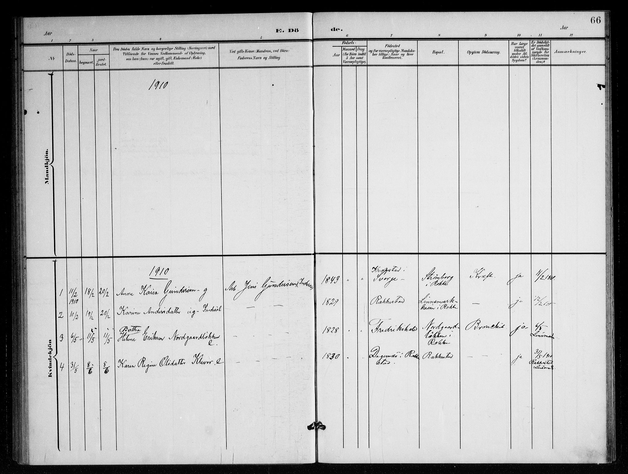 Berg prestekontor Kirkebøker, AV/SAO-A-10902/F/Fc/L0003: Parish register (official) no. III 3, 1902-1916, p. 66