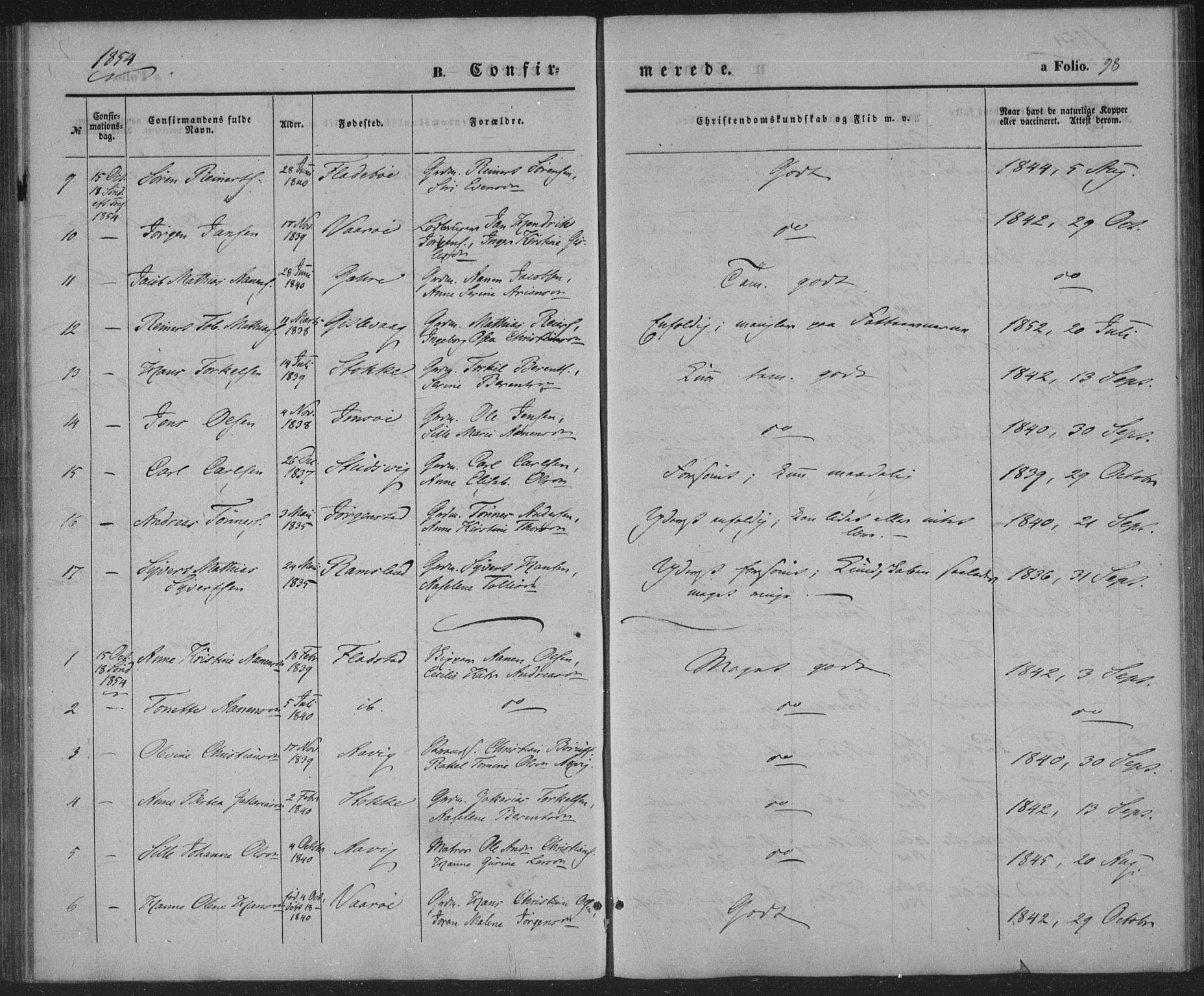 Sør-Audnedal sokneprestkontor, SAK/1111-0039/F/Fa/Faa/L0002: Parish register (official) no. A 2, 1848-1867, p. 98