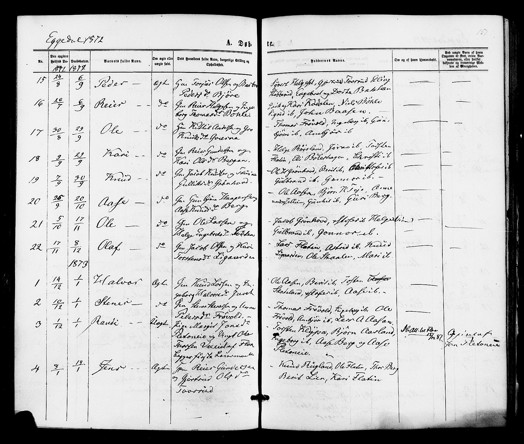 Sigdal kirkebøker, SAKO/A-245/F/Fa/L0010: Parish register (official) no. I 10 /3, 1872-1878, p. 151
