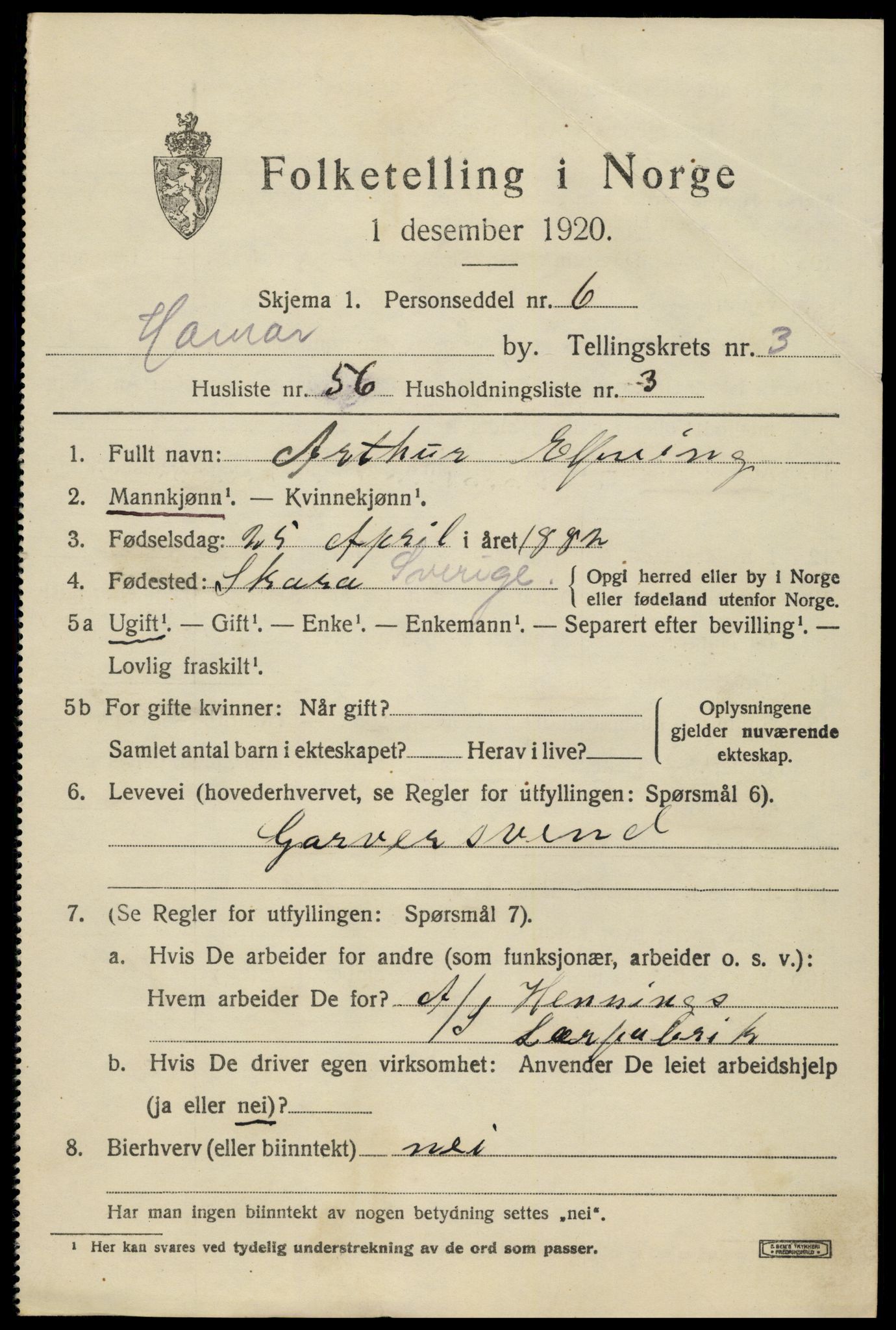 SAH, 1920 census for Gjøvik, 1920, p. 7748